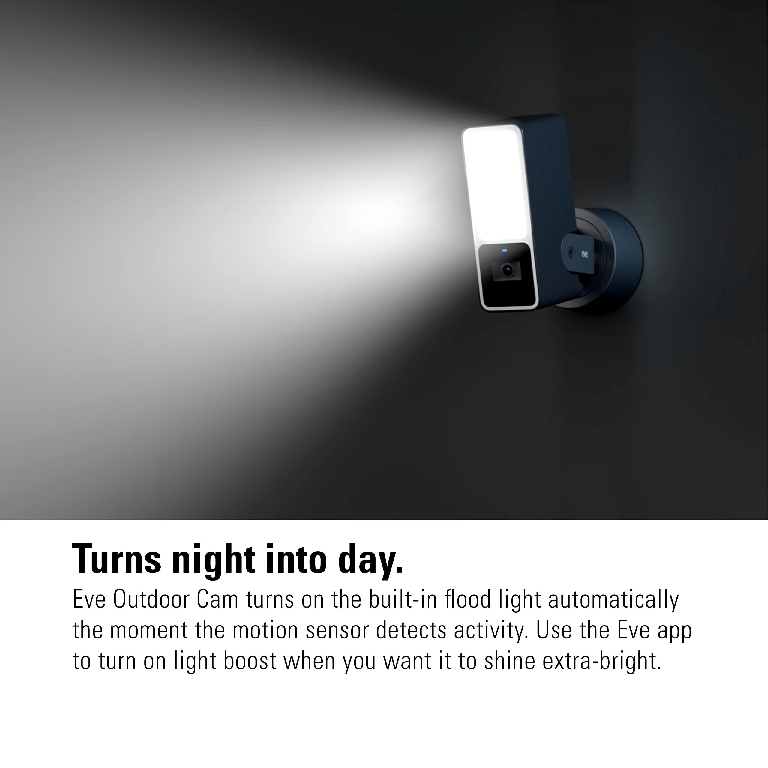 Eve Eve Outdoor Cam (White Edition) Secure floodlight Camera, (HomeKit Secure Video), 1080p, Night Vision, Wi-Fi (2.4 GHz), Motion Sensor, Two-Way Communication, Flexible & Easy Installation