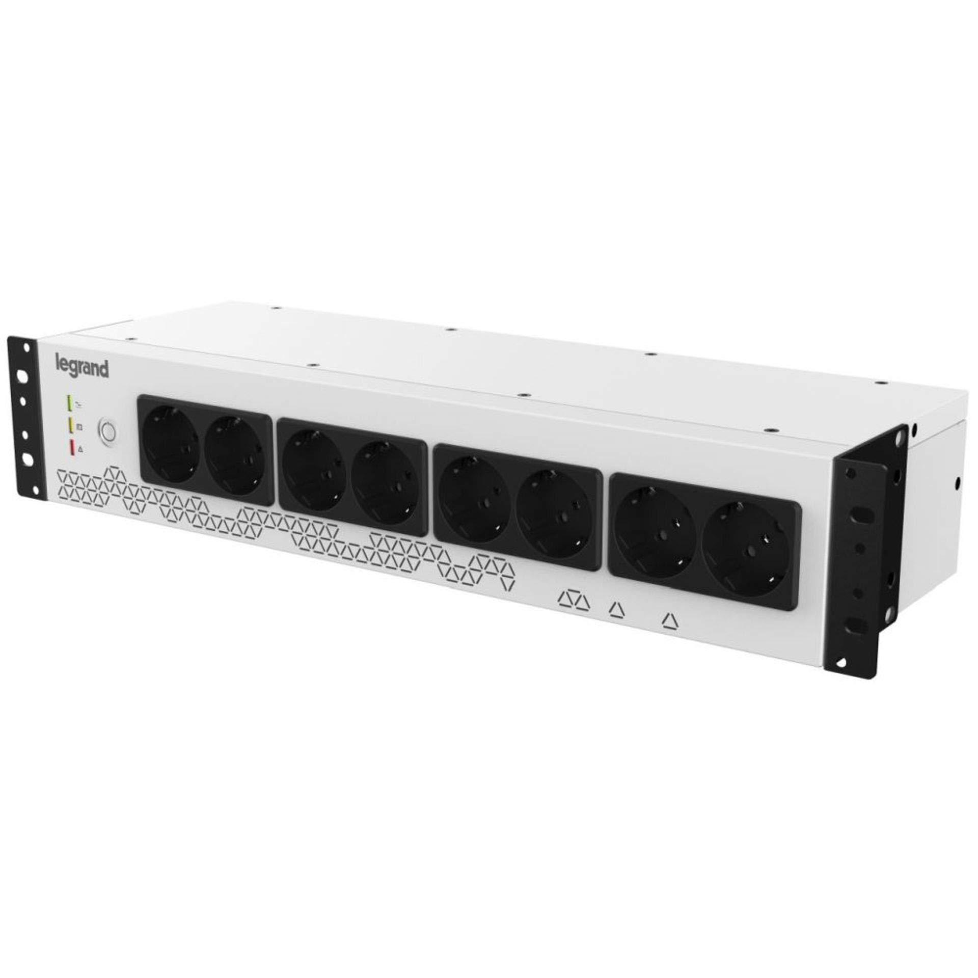 Legrand Legrand, 310332 19" Rack PDU with Integrated UPS System, 800VA - 480W, 1-Phase 230V with 8-Way Schuko Power Strip for 19-Inch Racks/Power Distribution Cabinets, Bridging Time up to Max. 15 Minutes