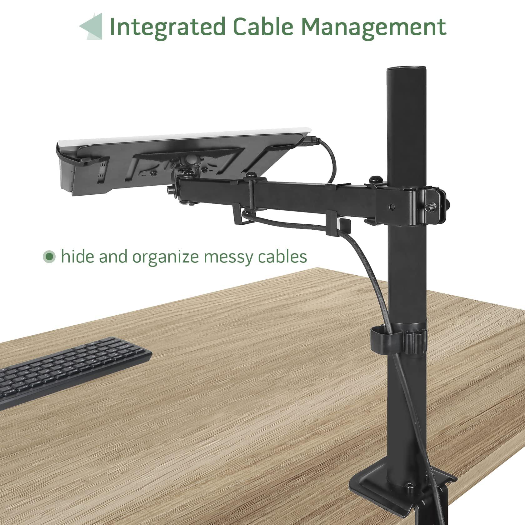 UPGRAVITY UPGRAVITY Laptop Desk Mount, Single Laptop Stand Arm with Vented Tray for 17 inch Notebook or 14-32 Monitor, Holds up to 17.6 lbs, Fully Adjustable, Clamp/Grommet Mounting, VESA 75/100mm