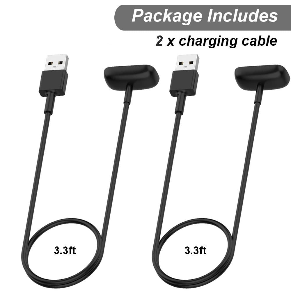Emilydeals Charger for Fitbit Charge 6/5, Fitbit Luxe, Replacement USB Charging Cable Cord for Fitness Trackers [2-Pack, 1m/3.3ft]