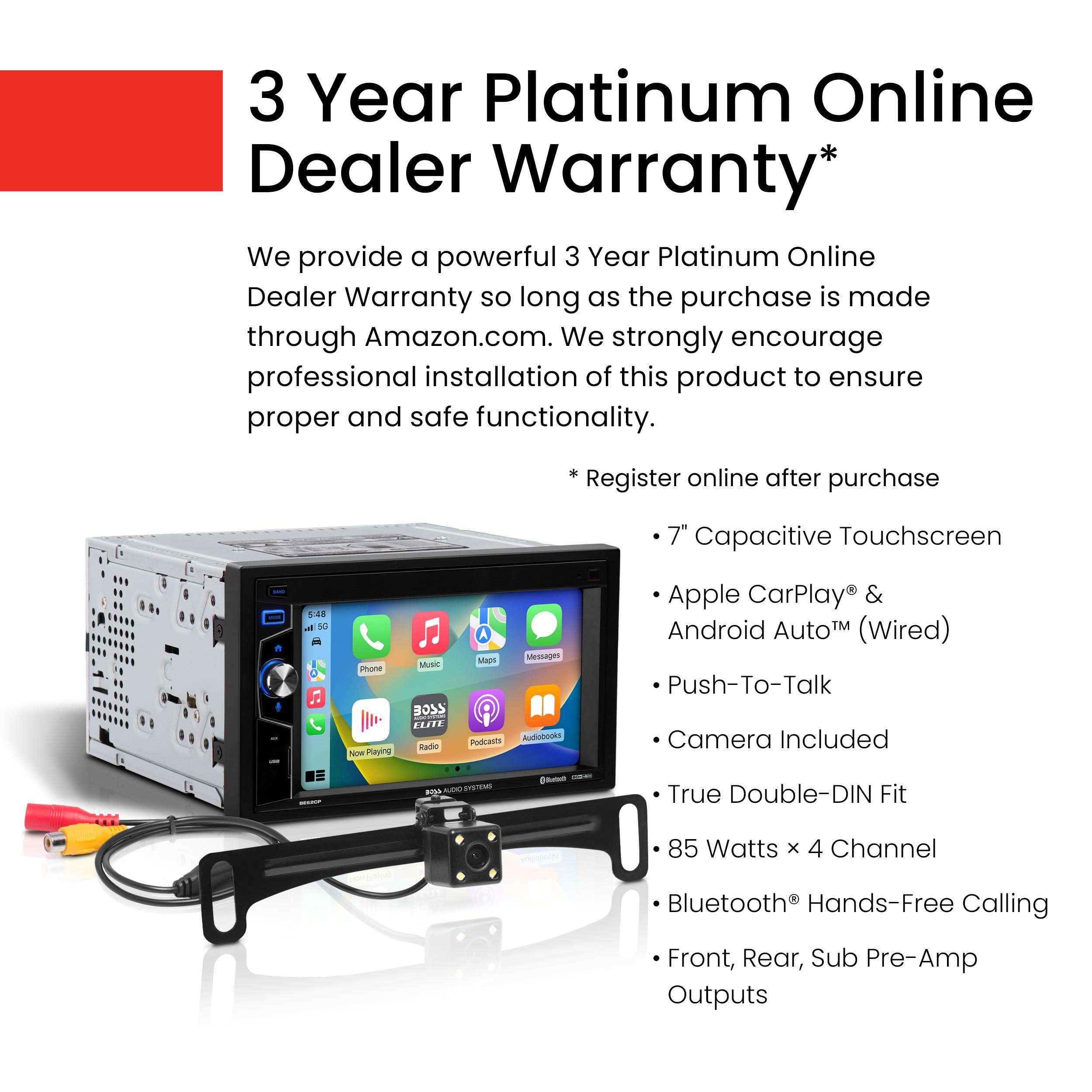 BOSS Audio Systems BOSS Audio Systems Elite Series BE62CP Car Stereo - Apple CarPlay, Double Din, 6.2 Inch Touchscreen, Bluetooth, No CD DVD Player, AM/FM Radio Receiver