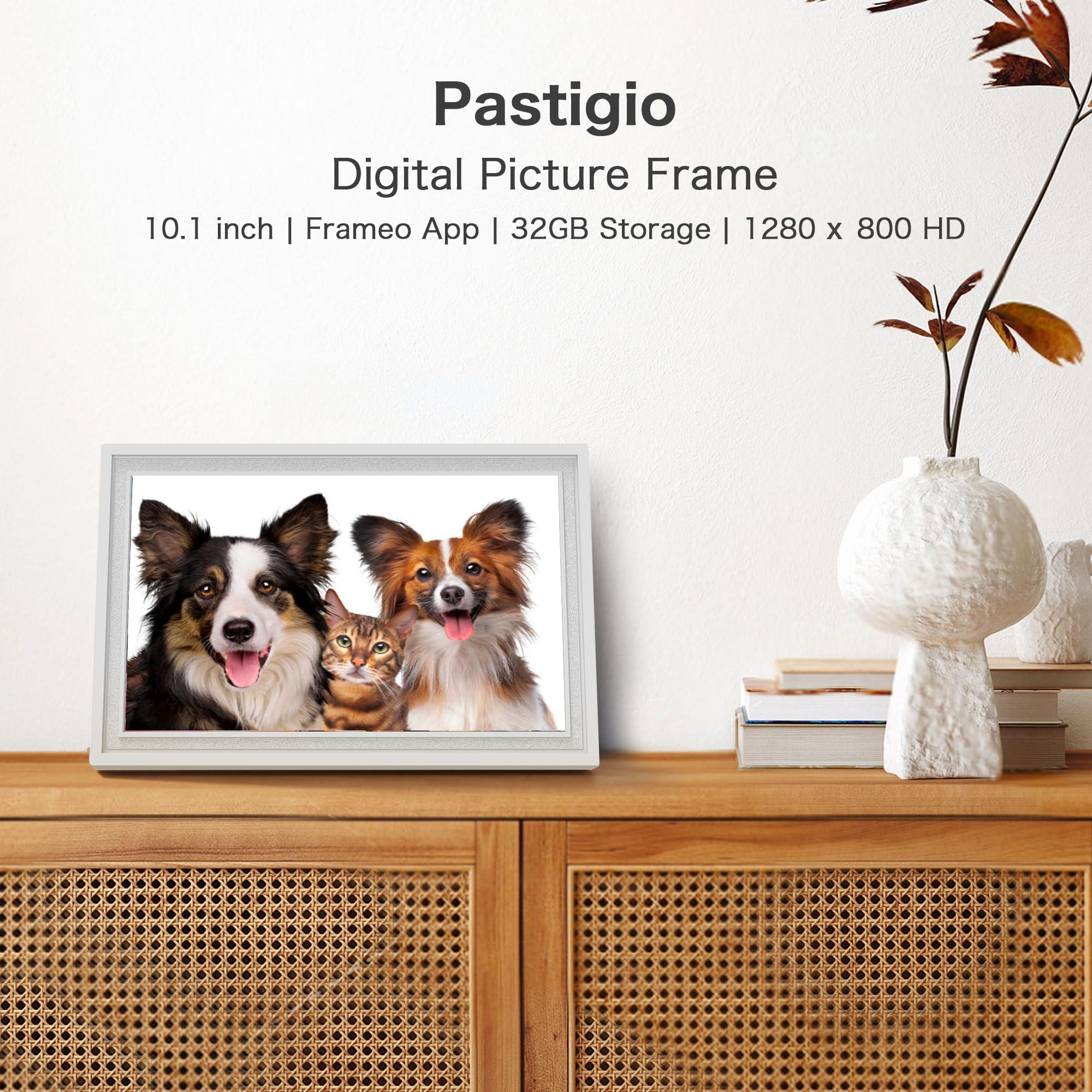Pastigio Digital Picture Frame WiFi, 10.1 Inch Frameo Digital Photo Frame, 32GB Memory, 1280*800 HD Touch Screen, Auto-Rotate, Share Pictures Videos Instantly, Wedding, Birthday Gifts for Women, Mom, Dad Gifts