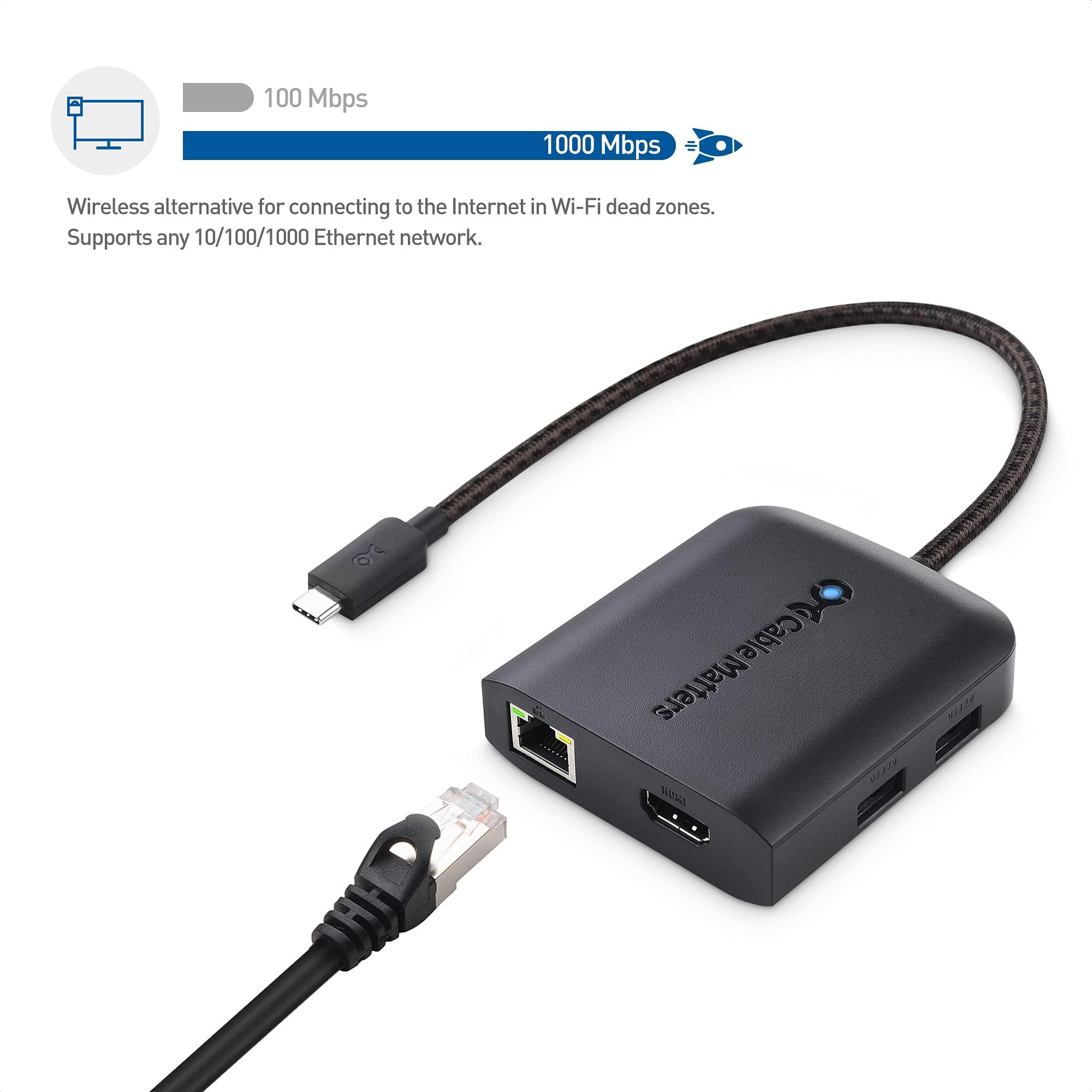 Cable Matters Cable Matters USB C Hub HDMI 2.1, Up to [8K@30Hz/4K@120Hz, 100W Charging, 5Gbps Data Transfer] Gigabit Ethernet, USB-C HDMI Dock, USB C HDMI 2.1 Hub Compatible with Thunderbolt 4, Max 4K@60Hz on MacOS