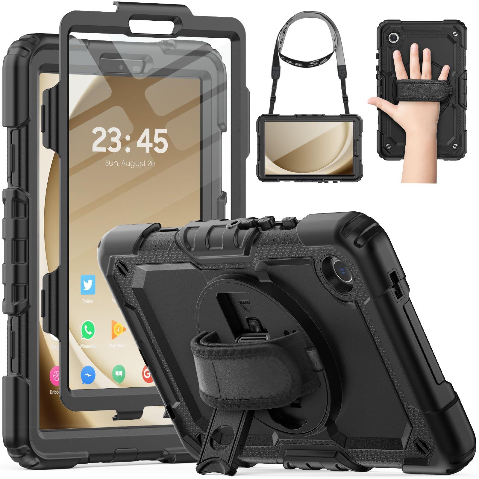 HXCASEAC HXCASEAC Case for Samsung Galaxy Tab A9 Case 8.7 Inch, Full Body Protective with Screen Protector/Hand Strap/Pen Holder, Sturdy Shockproof Samsung A9 Tablet Case 2023 SM-X110/X115/X117 - Black