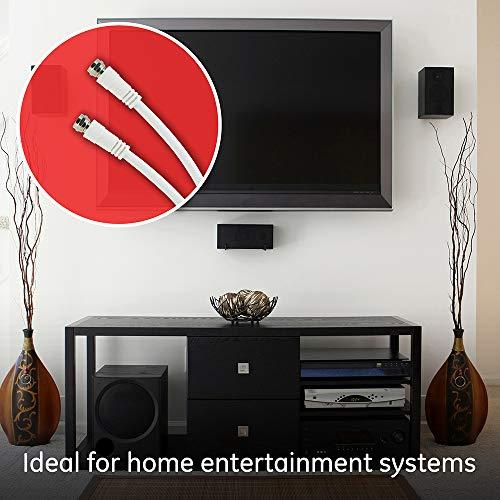 GE home electrical GE RG6 Coaxial Cable, 25 ft. F-Type Connectors, Double Shielded Coax, Input Output, Low Loss Coax, Ideal for TV Antenna, DVR, VCR, Satellite Receiver, Cable Box, Home Theater, White, 33604