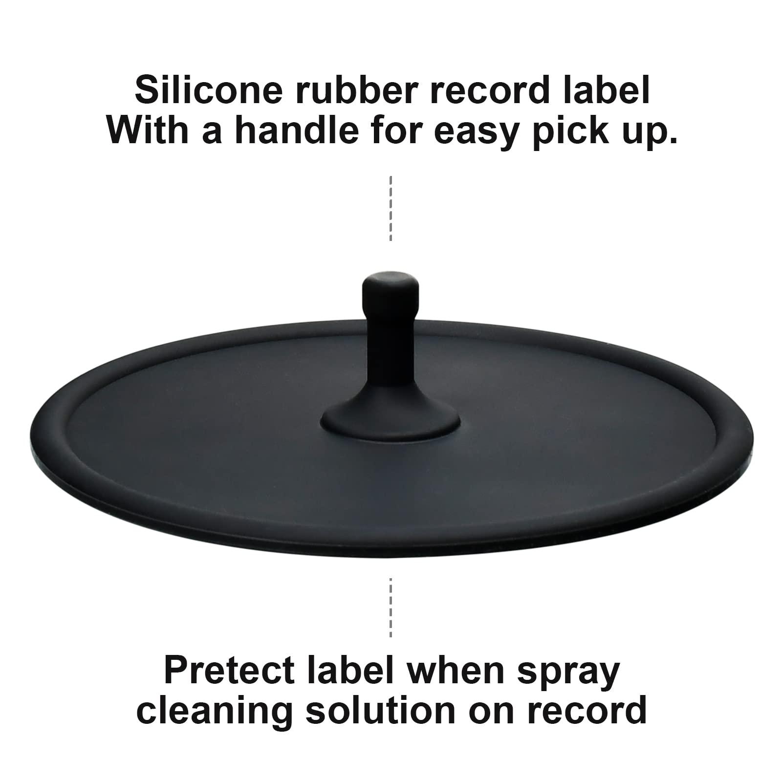 kulloomii Vinyl Record Cleaner Solution 17oz/500ml, 4Pcs Vinyl Record Cleaning Kit, Record Cleaning Fluid Spray & Label Protector & Microfiber Cloth & Protector Pad, Record Player Cleaning Kit for LP Album