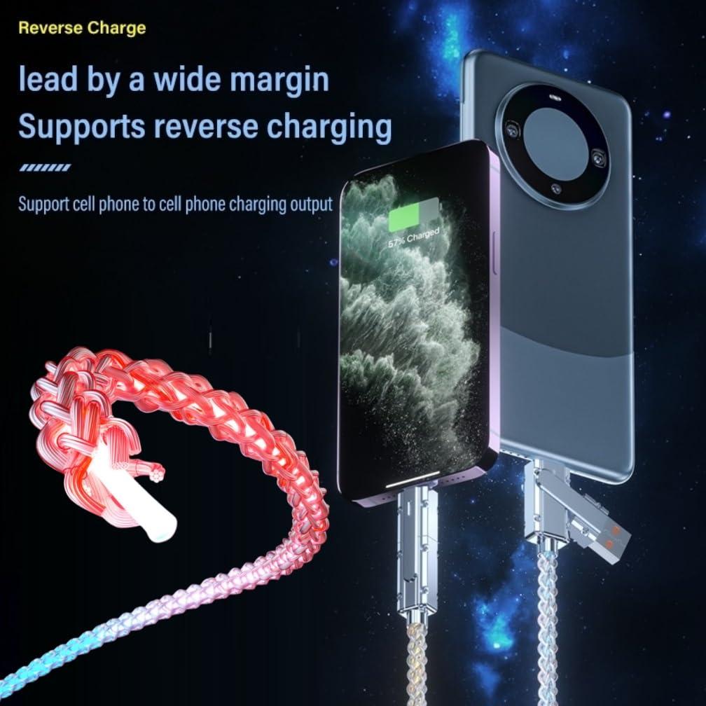 SWLIFL Light Up USB C Charge Cable 2 Pack 3.3ft Braided RGB Colorful Gradual USB C to C,4 in 1 USB Charging Cable with EVA Case LED USB A to Type C Cables,for Phone16 15 14 13 12,Samsung S24-S21