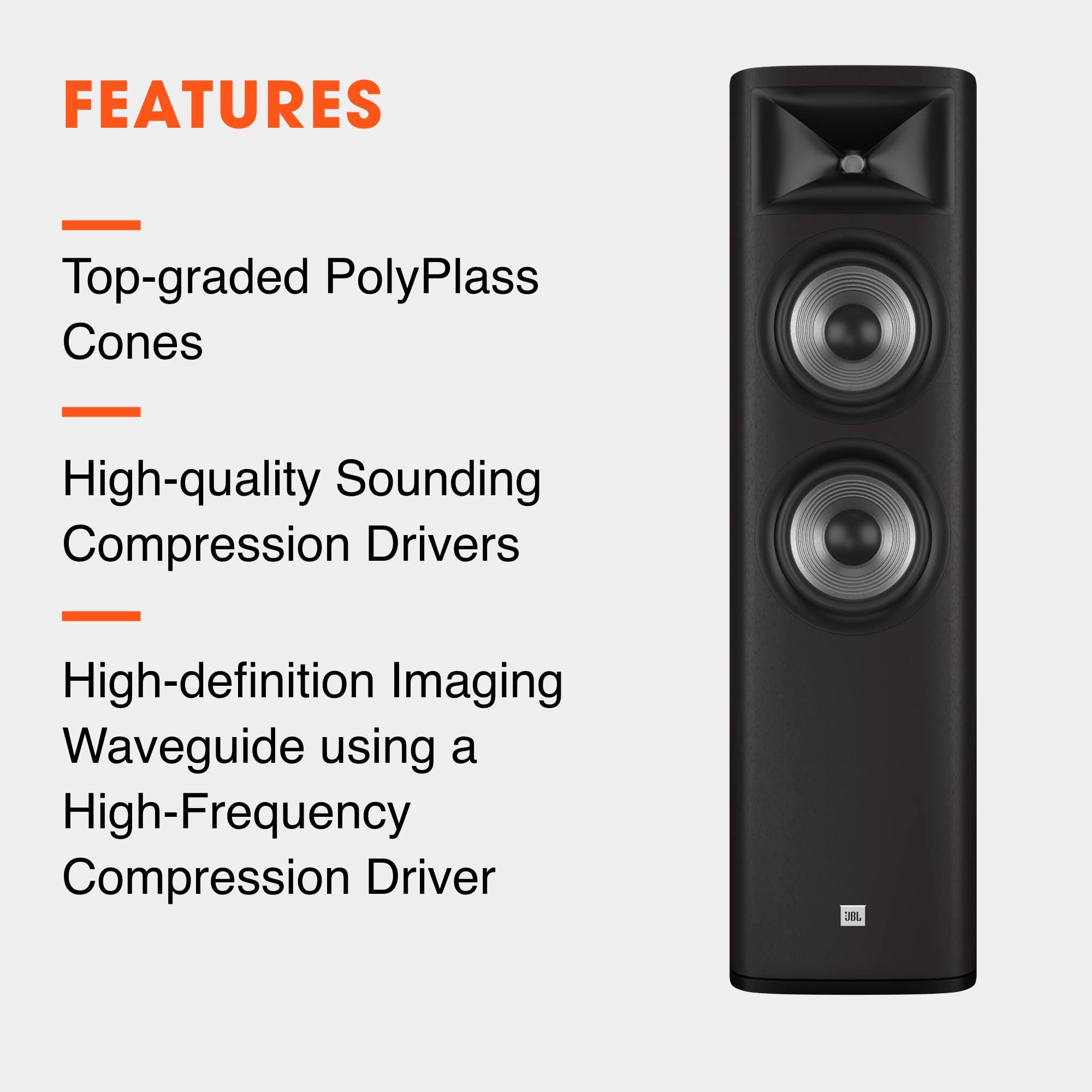 JBL JBL Studio 690, Dark Wood - High-Performance Floorstanding Loudspeaker - with 2414H-1 Compression Driver, High-Definition Imaging Horn & Dual 8 PolyPlas Cone Woofers