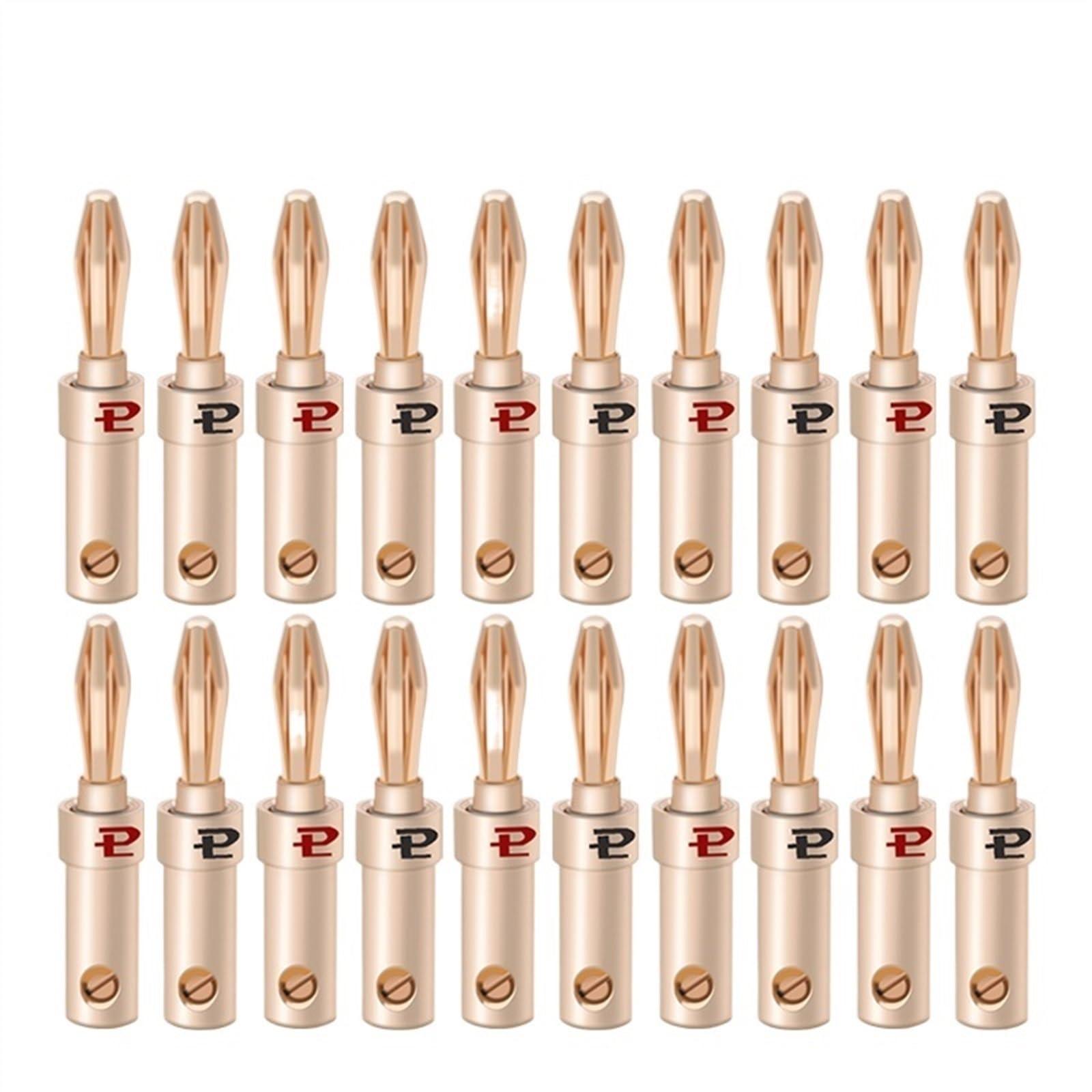 WUZDPRCJ 20pcs Banana Plug 24K Gold-Plated Copper Banana Speaker Plug Connector Adapter Audio Converter for Speaker Wire Amplifiers