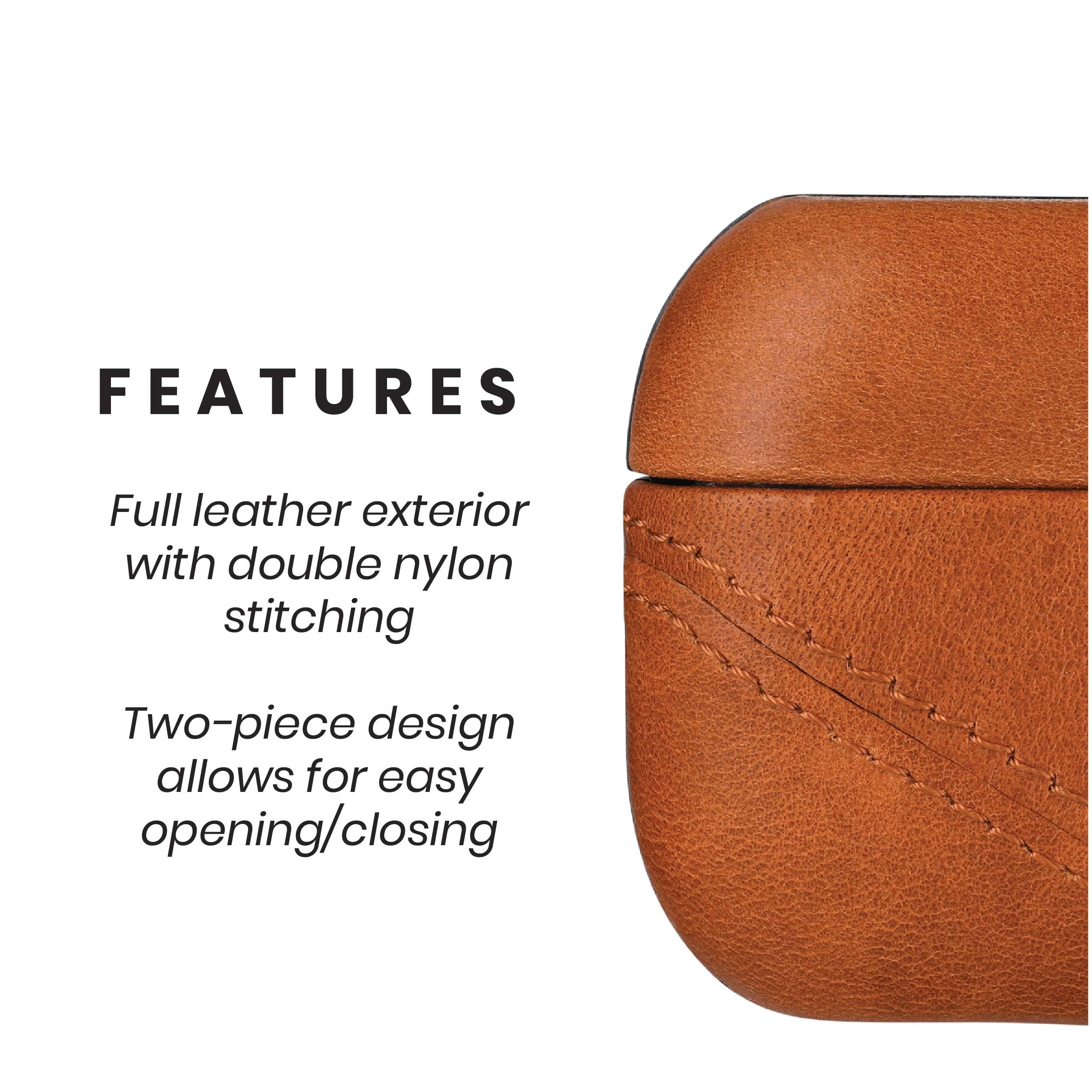 Bullstrap Bullstrap Premium Leather Case Compatible with Apple AirPods Pro, Wireless Charging, Two-Piece Design (Sienna)