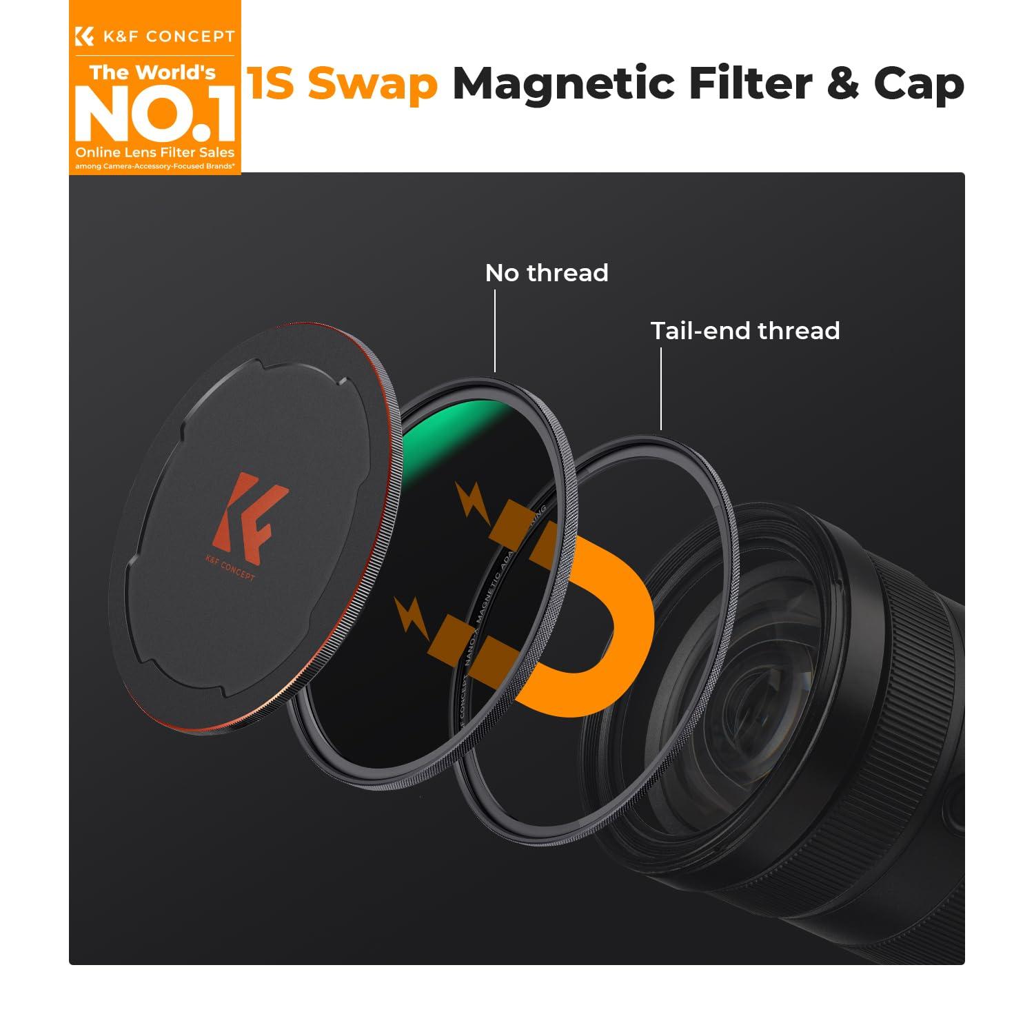 K&F Concept K&F Concept 55mm Magnetic CPL+ND8+ND64+Magnetic Basic Ring+Lens Cap Camera Lens Filters Kit (5 Pack) -Optical Glass Polarizing Neutral Density Filters Kit with 28 Multi-Layer Coated (Nano-X Series)