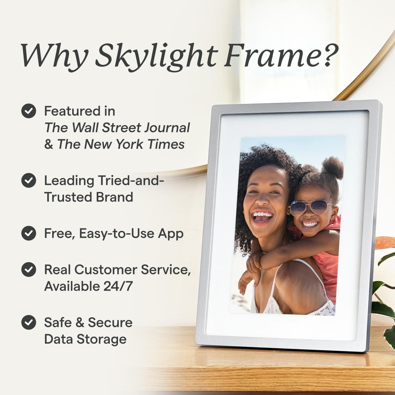 Skylight Skylight Digital Picture Frame - WiFi Enabled with Load from Phone Capability, Touch Screen Digital Photo Frame Display - Customizable Gift for Friends and Family - 10 Inch White