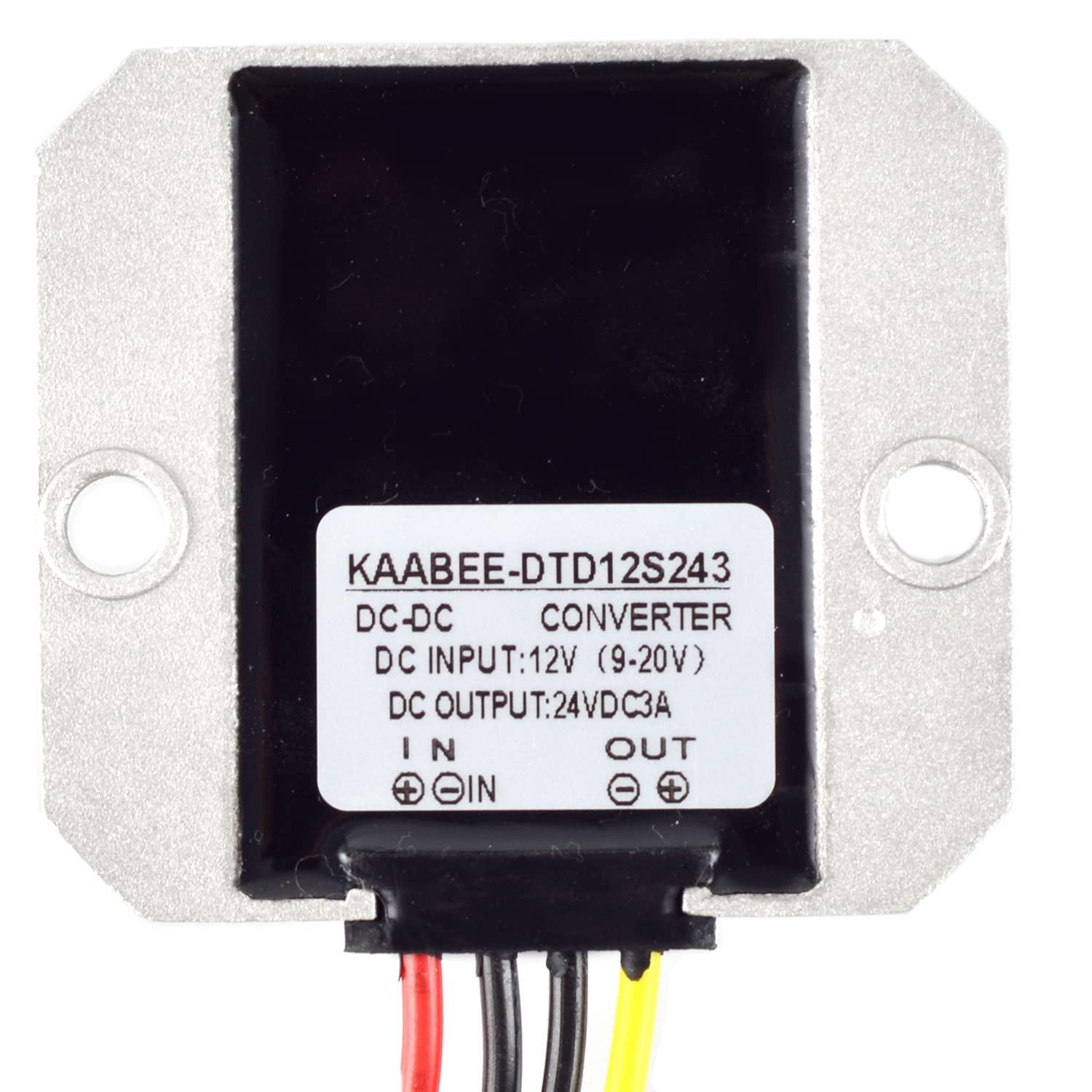 KAABEE DC-DC Converter 12V Step Up to 24V Boost Voltage Transformer (3A 72W)