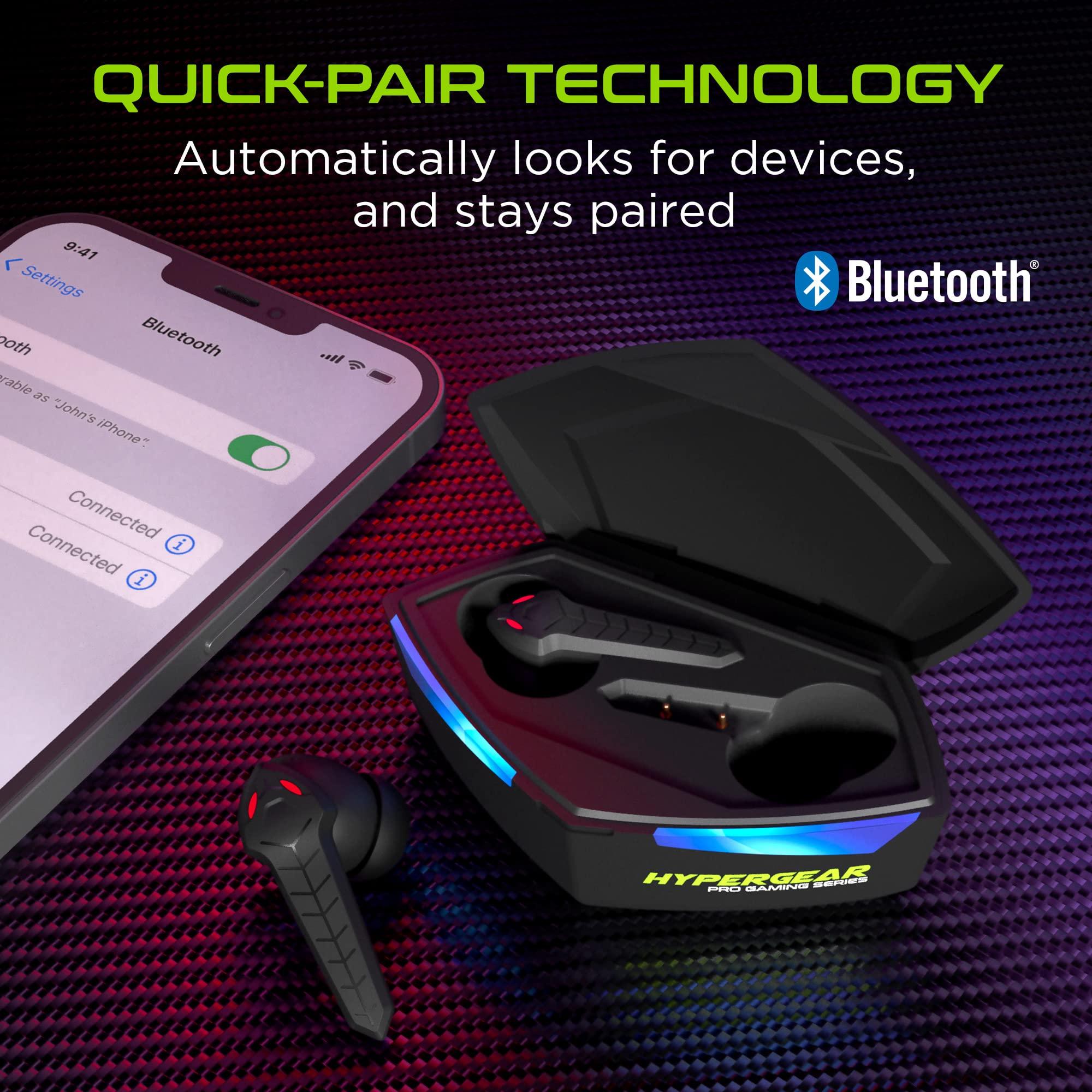 HyperGear HyperGear CobraStrike True Wireless Gaming Earbuds w/Mic - 60ms Low Latency Bluetooth Earbuds w/ 25H Playtime, Touch Controls, 3D Positional Audio & Secure in-Ear Fit for Console & Mobile - Black