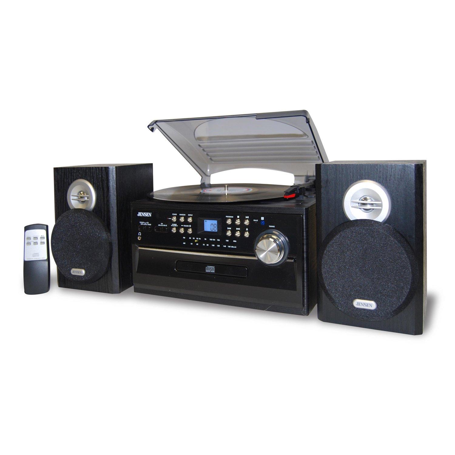 Jensen Jensen 3-Speed Stereo Turntable with CD System, Cassette and AM/FM Stereo Radio