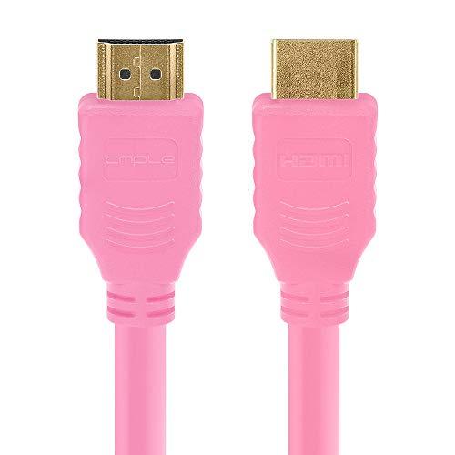 Cmple Cmple - HDMI Cable 1.5FT High Speed HDTV Ultra-HD (UHD) 3D, 4K @60Hz, 18Gbps 28AWG HDMI Cord Audio Return 1.5 Feet Pink