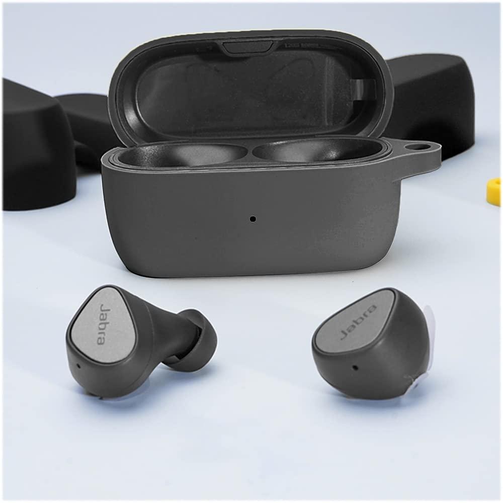 ZERODAMAGE SAHARA CASE SaharaCase Silicone Case for Jabra Elite 3 Headphones (2021) [Rugged] Full Body Protection Antislip Grip Slim with Keychain - Black