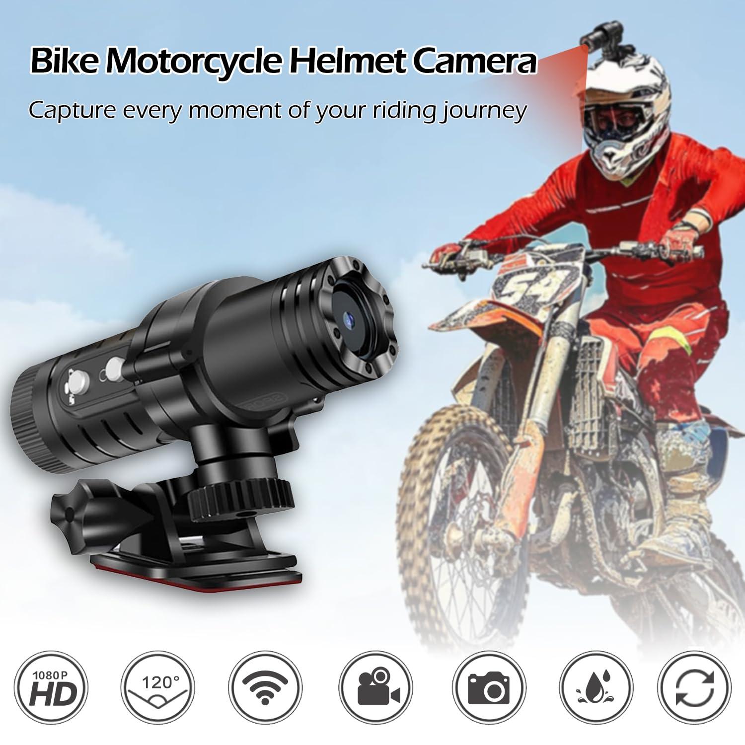 ABTOCWUK ABTOCWUK WiFi Motorcycle Helmet Camera, HD 1080P Bike Video Camera, IP66 Waterproof Motorbike Helmet Camera, Outdoor Sports Action Camera