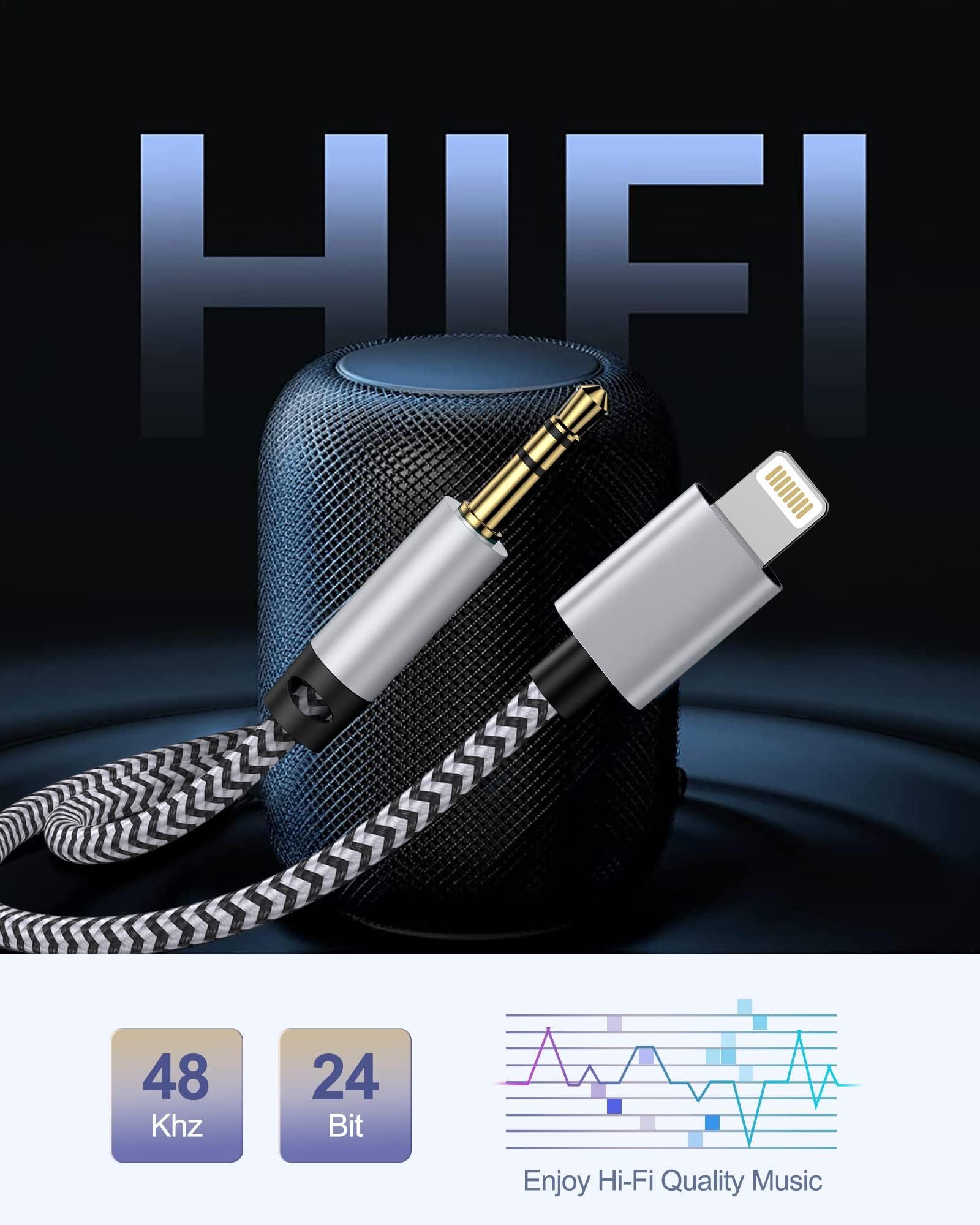 Smilebridge Aux Cord for iPhone, 2 Pack [Apple MFi Certified] Lightning to 3.5mm Aux Audio Headphone Jack Adapter Nylon Braided Car Stereo Cable for iPhone 14 13 12 11 XS XR X to Car Home Stereo/Speaker/Headphone