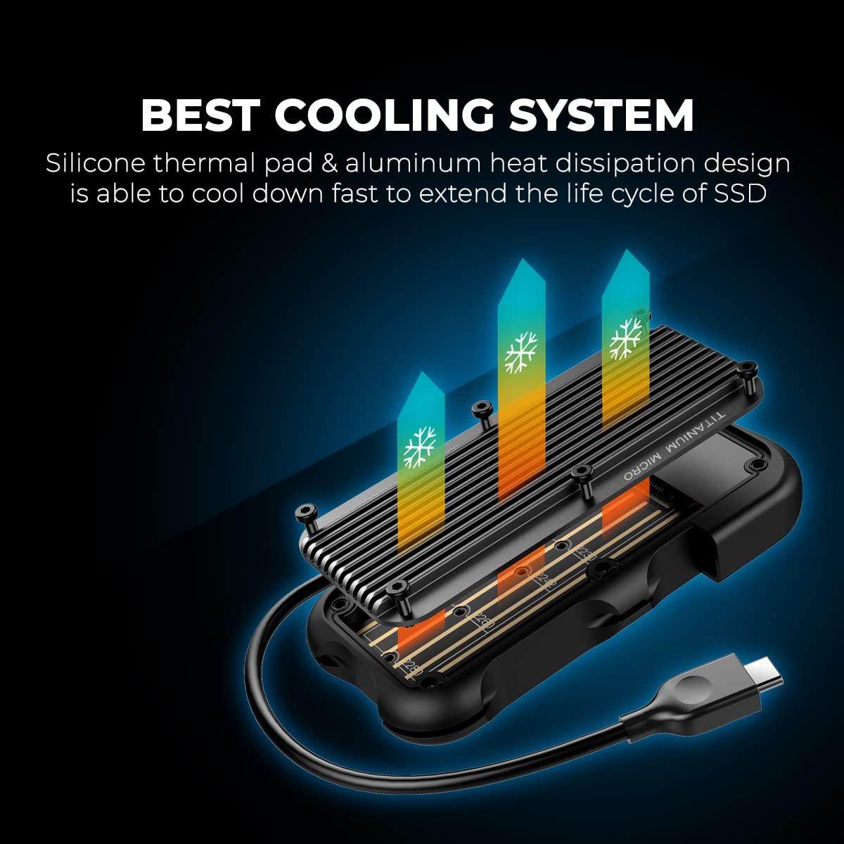 Titanium Micro Titanium Micro External SSD 2TB - Mercury Portable SSD, Up to 1000MB/s, USB 3.2 Gen 2 USB-C USBA, Rugged IP66 Water Resistance, Drop Proof, External Solid State Drive Slim and Lightweight Storage