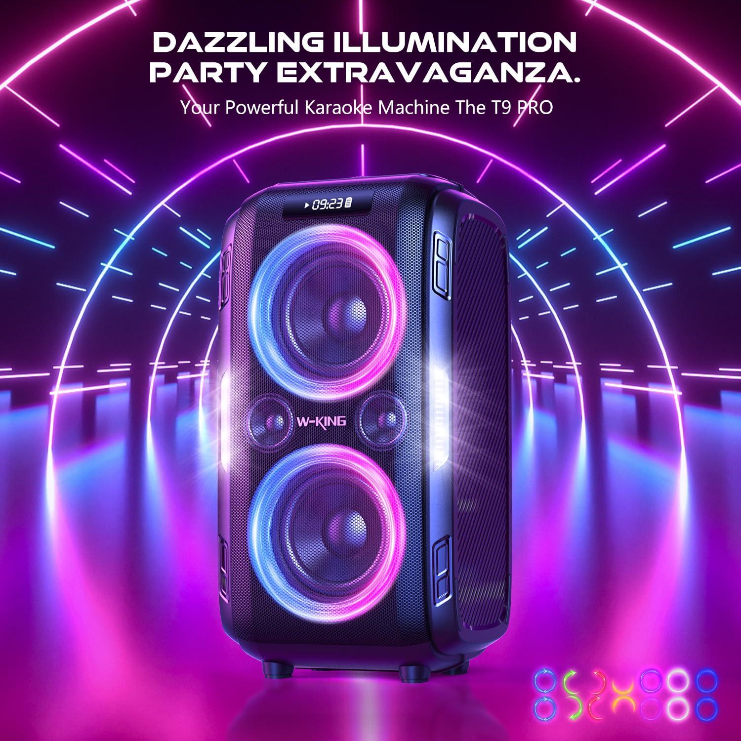 W-KING W-KING Party Large Bluetooth Speaker Loud-(200W PEAK)120W Extra Deep Bass, V5.3 Big Boombox Karaoke Portable Speaker Wireless, 12 Custom Bass, Massive 120dB/IPX5/Lights/USB Play/MIC&Guitar Port/TF/AUX