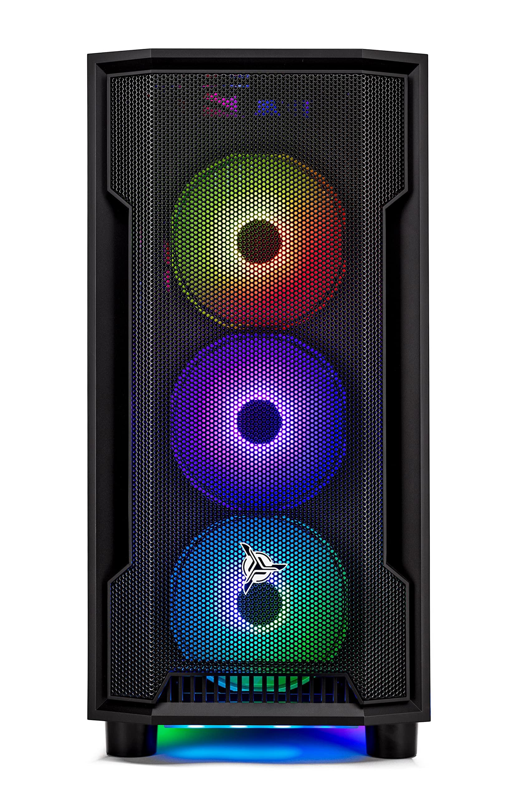 Skytech Gaming Skytech Gaming Shadow Gaming PC Desktop AMD Ryzen 7 5700X 3.4 GHz, NVIDIA RTX 4060, 1TB NVME SSD, 16GB DDR4 RAM 3200, 600W Gold PSU, 11AC Wi-Fi, Windows 11 Home 64-bit,Black