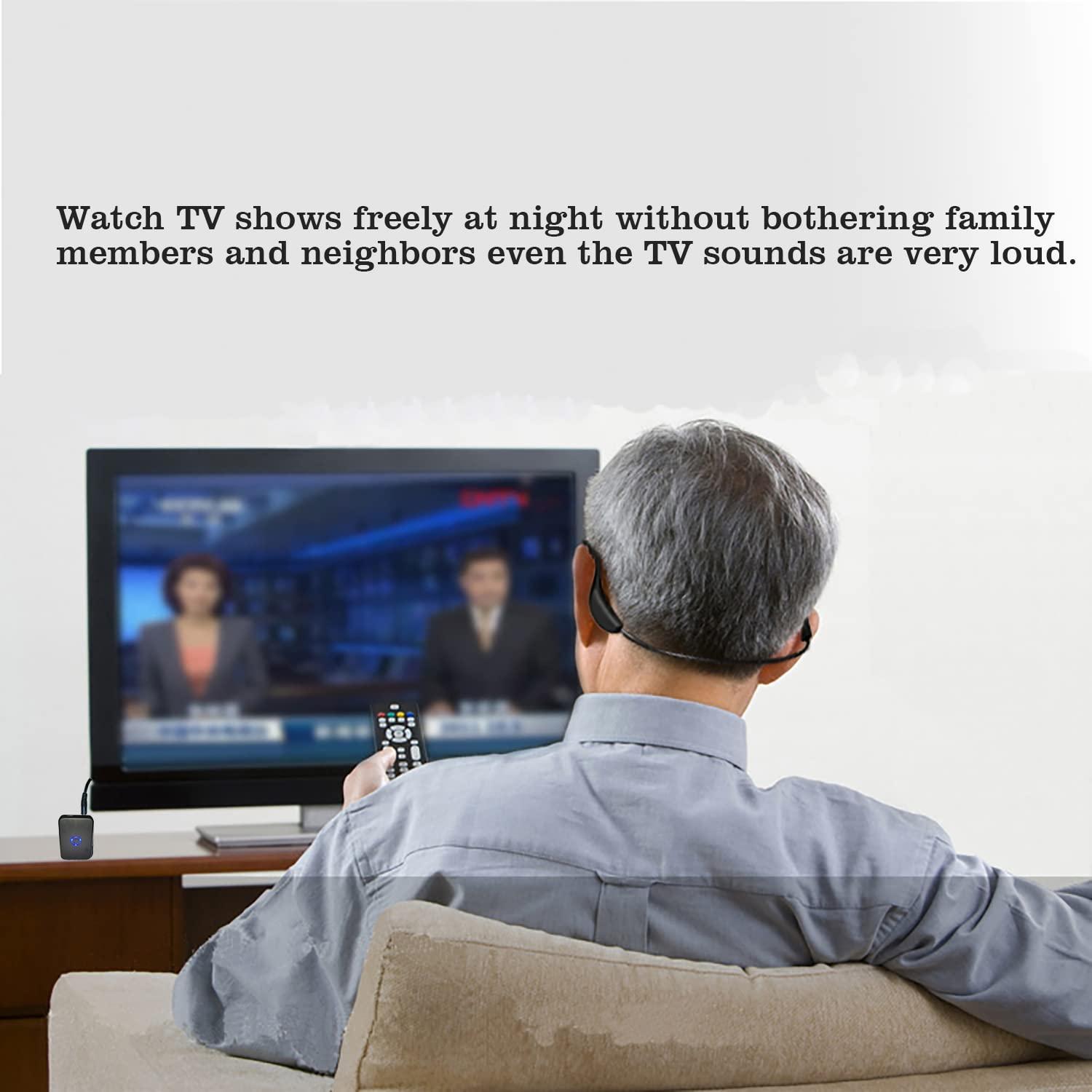 FANSAISI Wireless Bone Conduction Hearing Assist Impaired Headsets with Hearing Mic Sound Transmitter -Wireless TV Listening Headphones Earphones for Seniors & Elderly with Hearing Loss