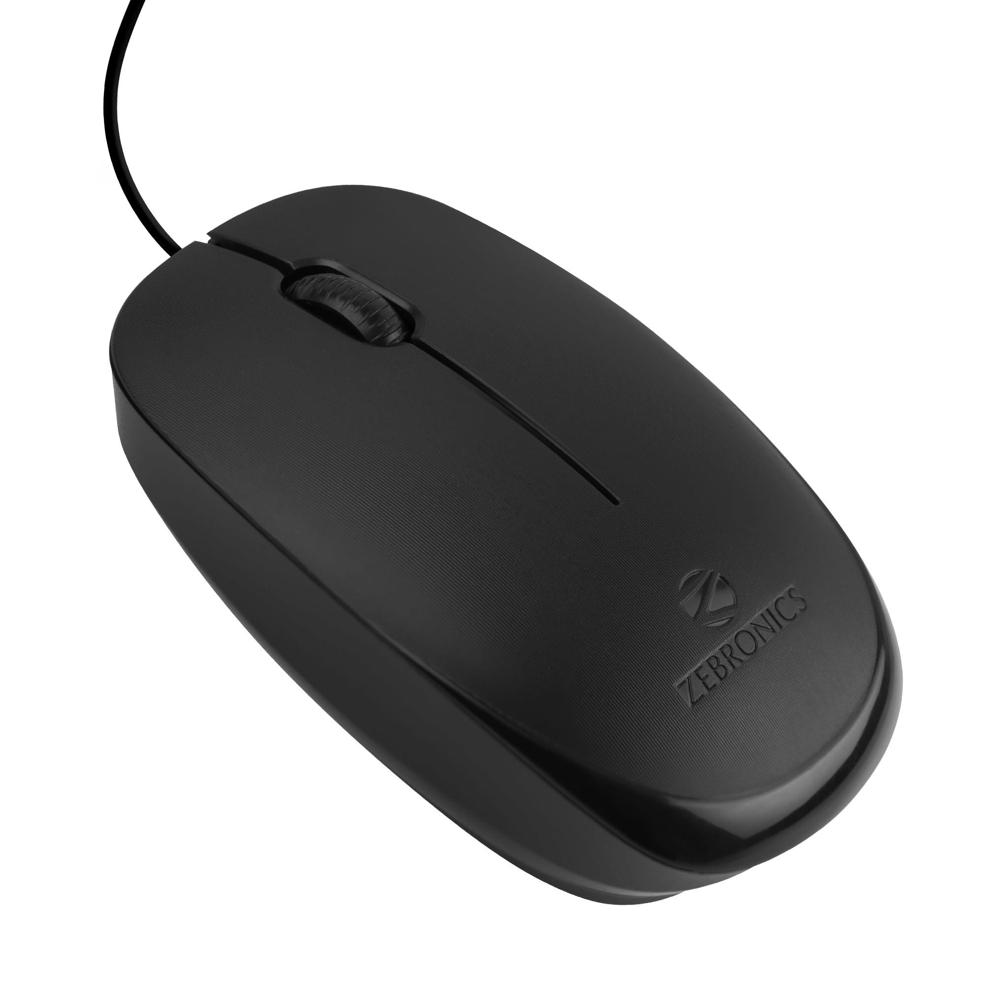 ZEBRONICS Zebronics Zeb-Power Wired USB Mouse, 3-Button, 1200 DPI Optical Sensor, Plug & Play, for Windows/Mac