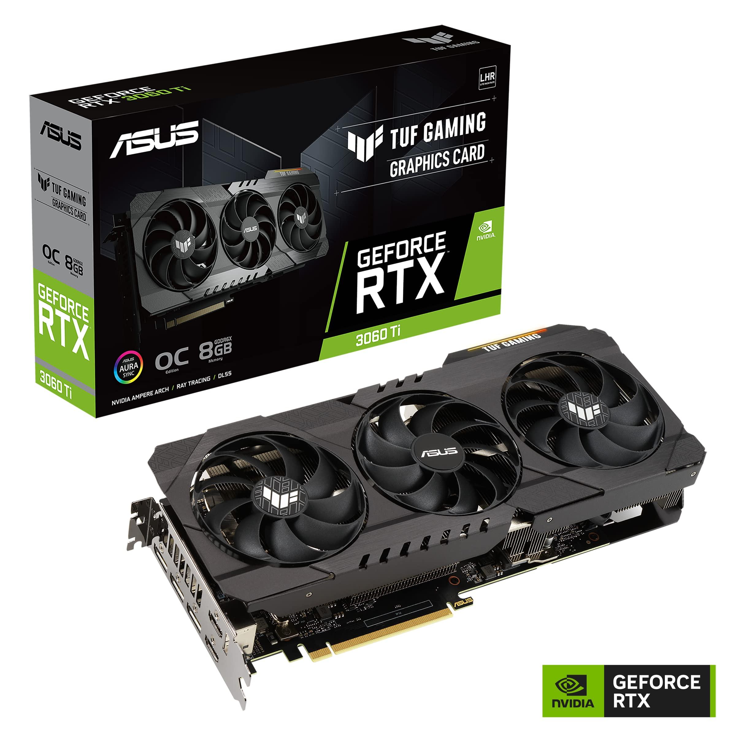 ASUS ASUS TUF Gaming NVIDIA GeForce RTX 3060 Ti OC Edition Graphics Card (PCIe 4.0, 8GB GDDR6X, HDMI 2.1, DisplayPort 1.4a, Dual Ball Fan Bearings, Military-Grade Certification, GPU Tweak III)