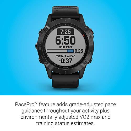 Garmin Garmin 010-02158-01 fenix 6 Pro, Premium Multisport GPS Watch, Features Mapping, Music, Grade-Adjusted Pace Guidance and Pulse Ox Sensors, Black