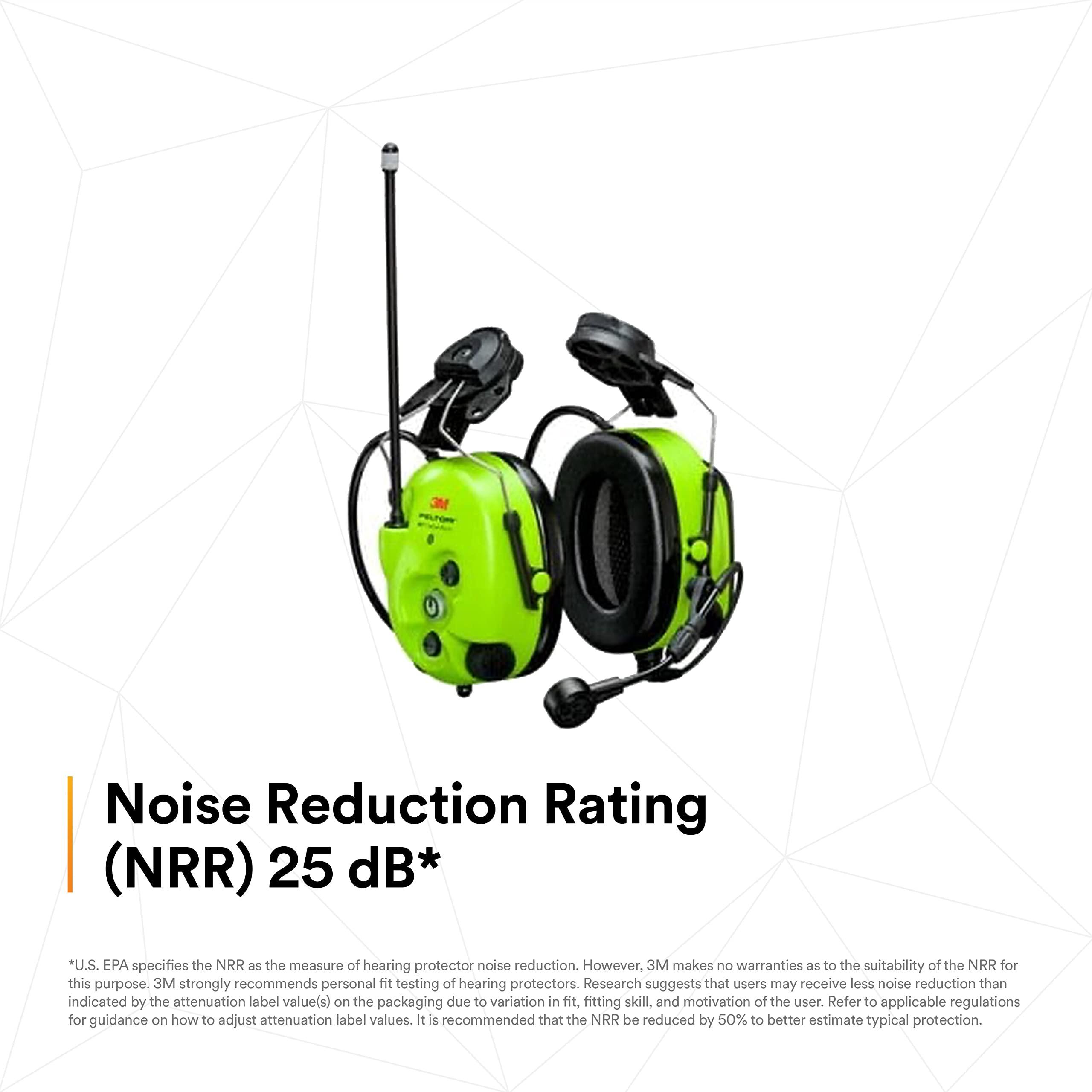 3M 3M PELTOR WS LiteCom Pro III Headset MT73H7P3E4D10NA GB, BrightYellow, Hard Hat Attached, Pack of 1