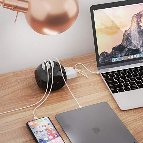 Ceptics Ceptics Power Strip with USB C - Cube Power Strip, 3 Outlets + 4 USB Ports (3 USB and 1 USB-C) Portable Design, Compact for Travel, Cruise Ship, Office - Black Power Strip - Powerful 21W