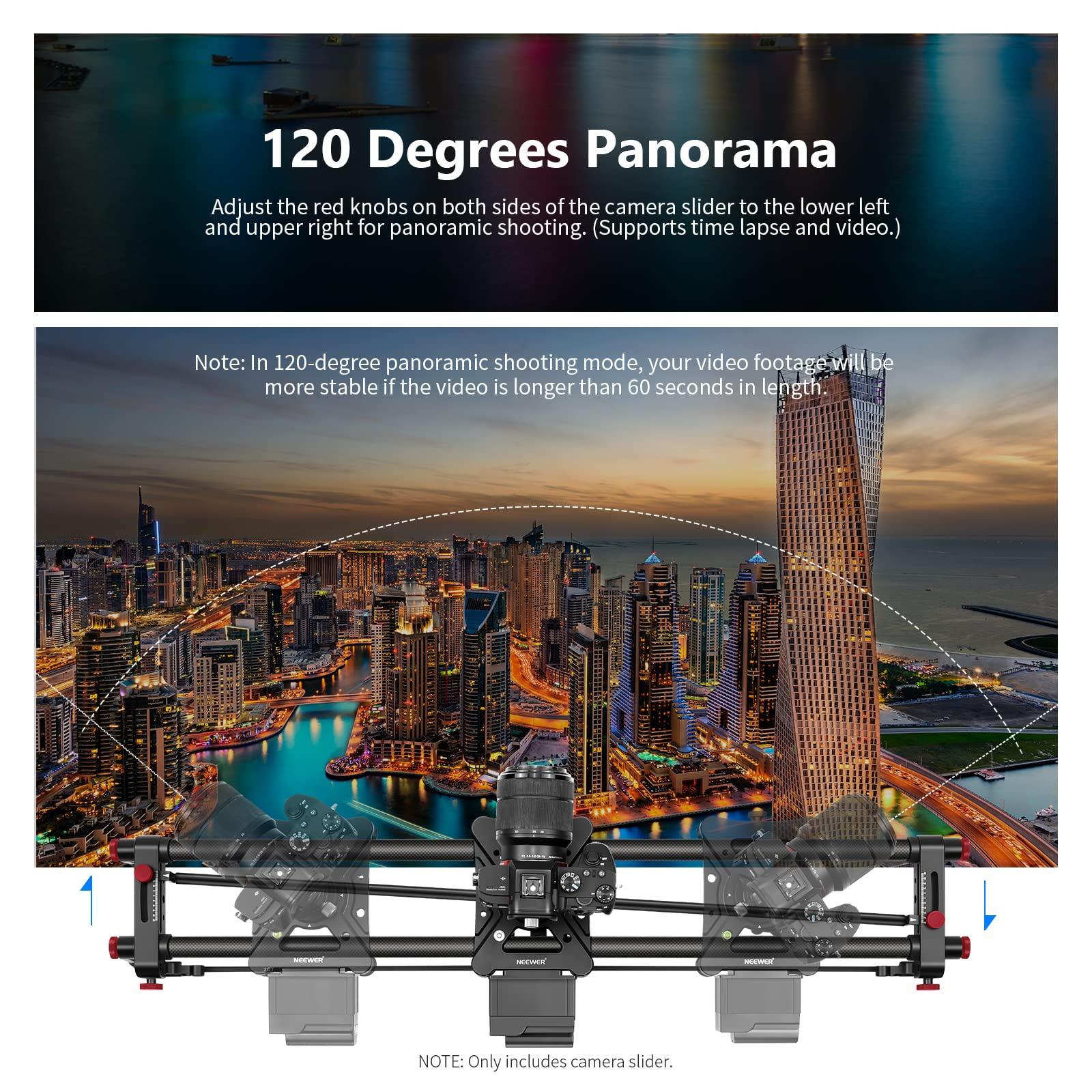 NEEWER NEEWER 39.4/100cm Motorized Camera Slider, App Wireless Control Carbon Fiber Dolly Rail Slider, Support Video Mode, Time Lapse Photography, Horizontal, Tracking and 120 Panoramic Shooting (ER1-100)