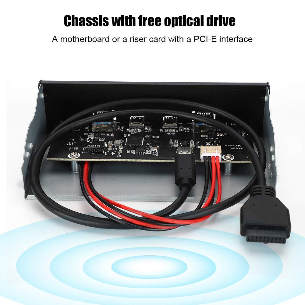 ASHATA USB3.0+2.0+Type C Type E Panel Computer Parts Type C Front Panel, Desktop Accessories Black GEN2 Front Panel USB 3.1 Front Panel, for PC Computer