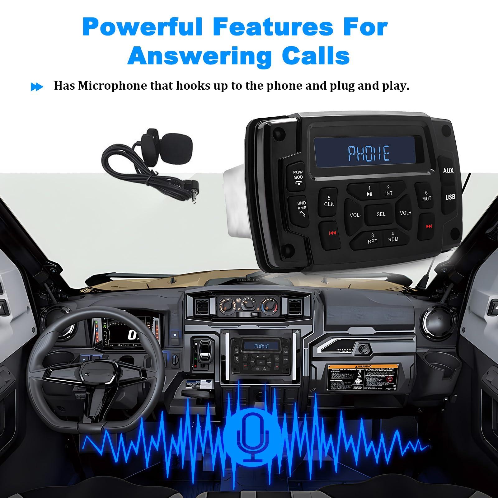 Geloo Geloo Marine Radio Receiver Waterproof Boat Stereo Radio System with AUX-in Subwoofer Pre-Amp EQ, AM/FM Radio Receiver Digital Media MP3 Player USB Input for Motorcycle Boat Golf Cart Truck