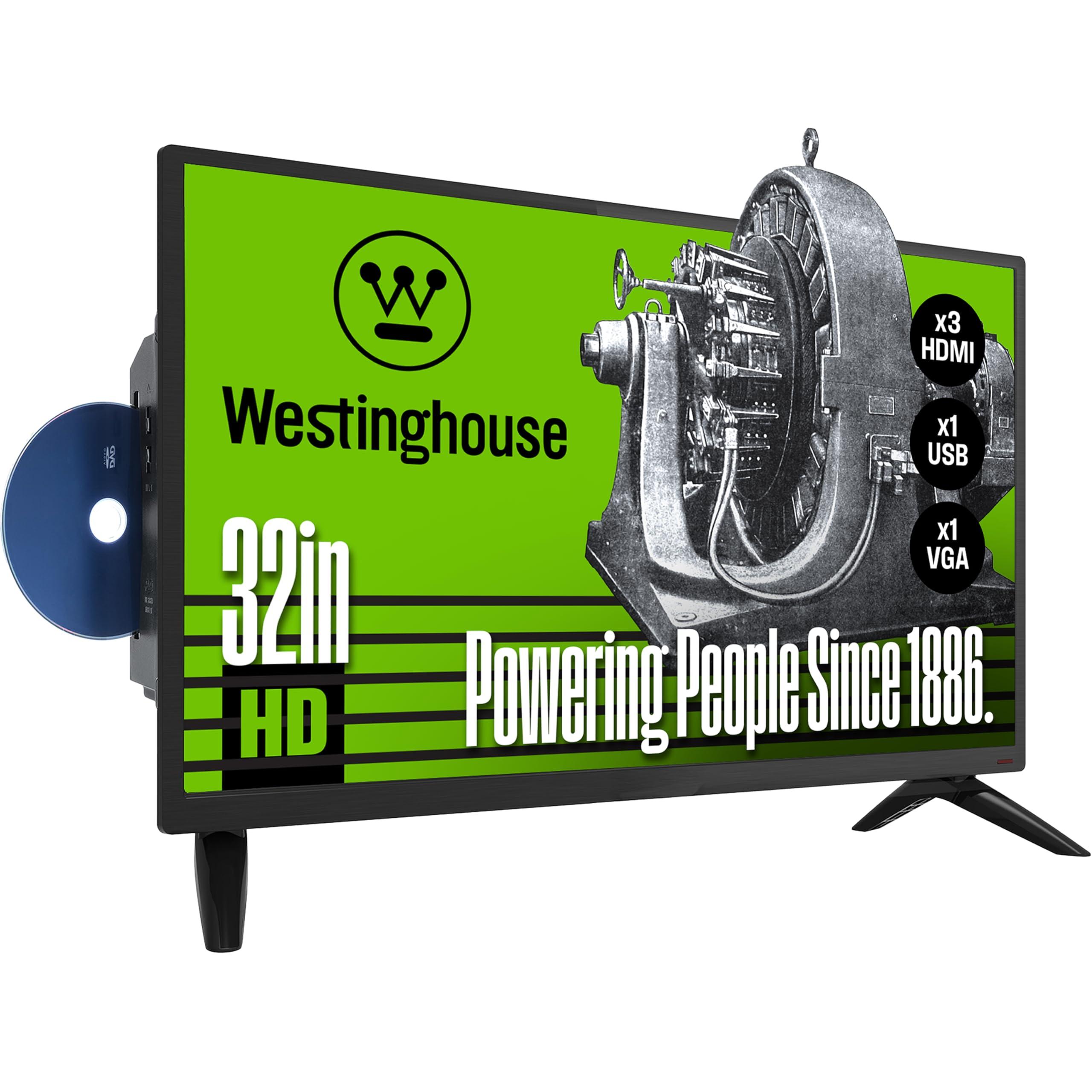 Westinghouse Westinghouse 32 Inch TV with DVD Player Built in, 720p HD LED Small Flat Screen Non-Smart Television DVD Combo with HDMI, USB, & Parental Controls, Monitor for Home, Kitchen, or RV Camper