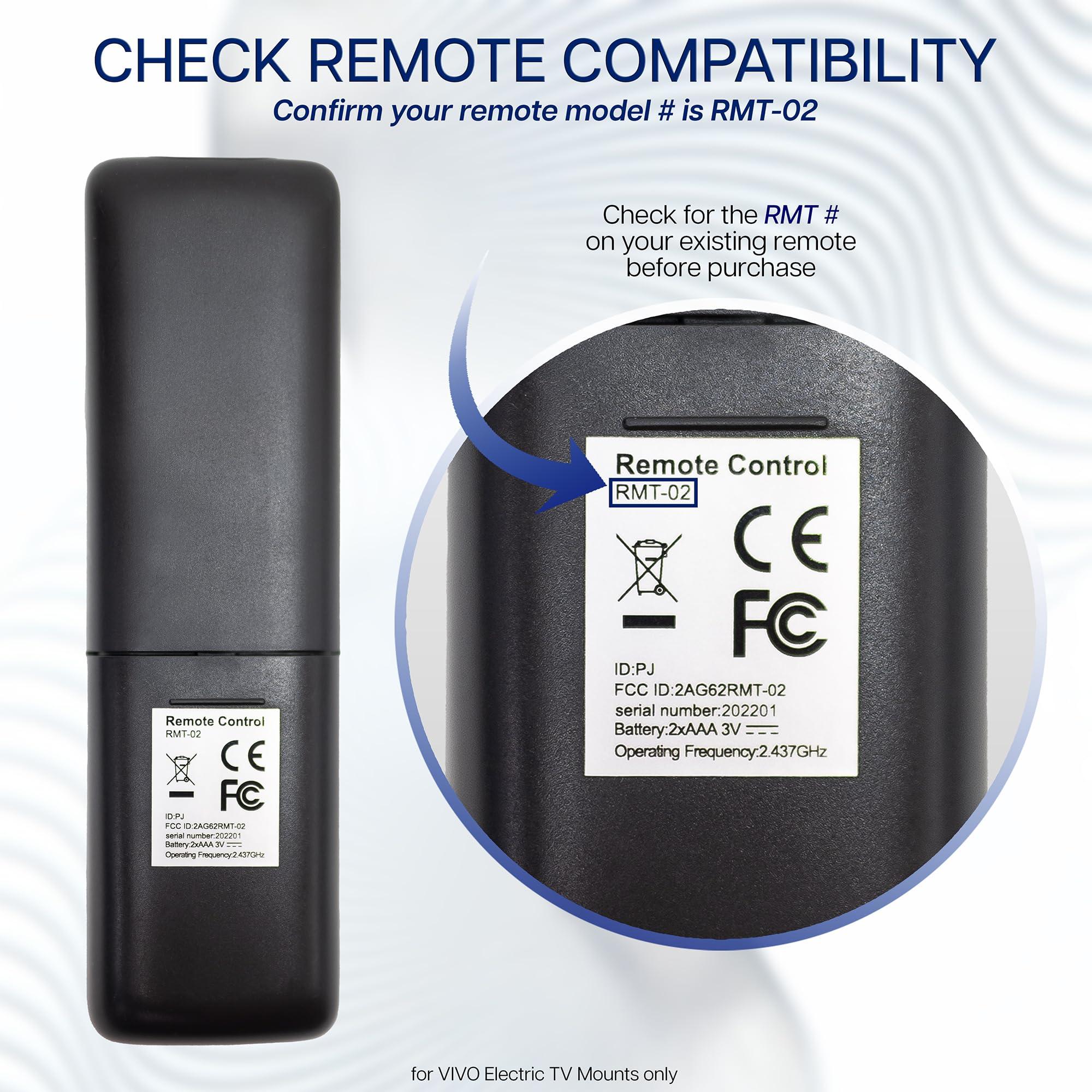 VIVO VIVO Spare RF Remote for Compatible Electric Motorized TV Mounts, 2 Memory Settings, Radio Frequency, Wide Operating Range, Batteries Not Included, Black, PT-RT-70