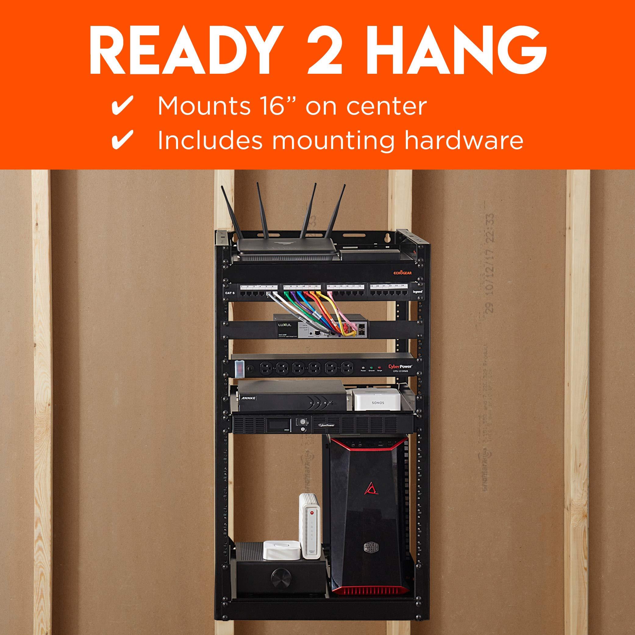 ECHOGEAR ECHOGEAR 20U Open Frame Rack with Additional 3U Shelf Bundle - Comes with 20U Rack, 1x 1U Shelf, 1x 2U Shelf & 1x 3U Shelf + Other Accessories
