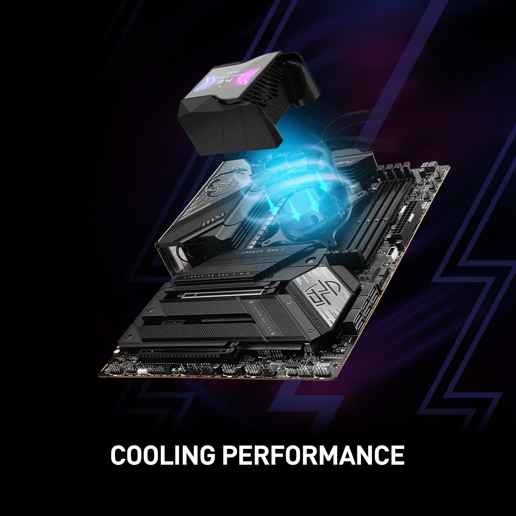 MSI MSI MPG CoreLiquid D240 ARGB CPU Liquid Cooler - 2.4" IPS LCD Screen - 240mm Radiator - Double 120mm ARGB PWM Fans - LGA 1700/1851 / AM5/AM4 Compatible