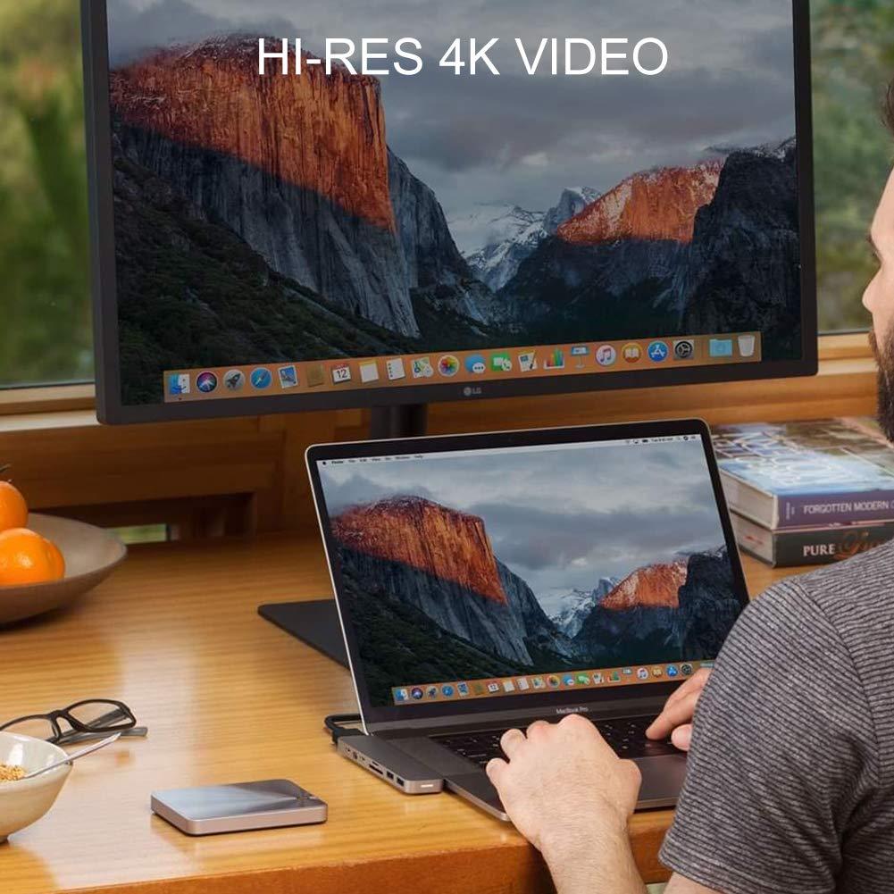 Hyper HyperDrive Mac USB C Hub Adapter, Multi-Port Hub MacBook Pro 2020 2019-2016, MacBook Air 8-in-2 Dongle w Thunderbolt 3, USB-C 100W PD, 4K HDMI, MiniDP, microSD/SD Card Reader, 2xUSB A - Gray