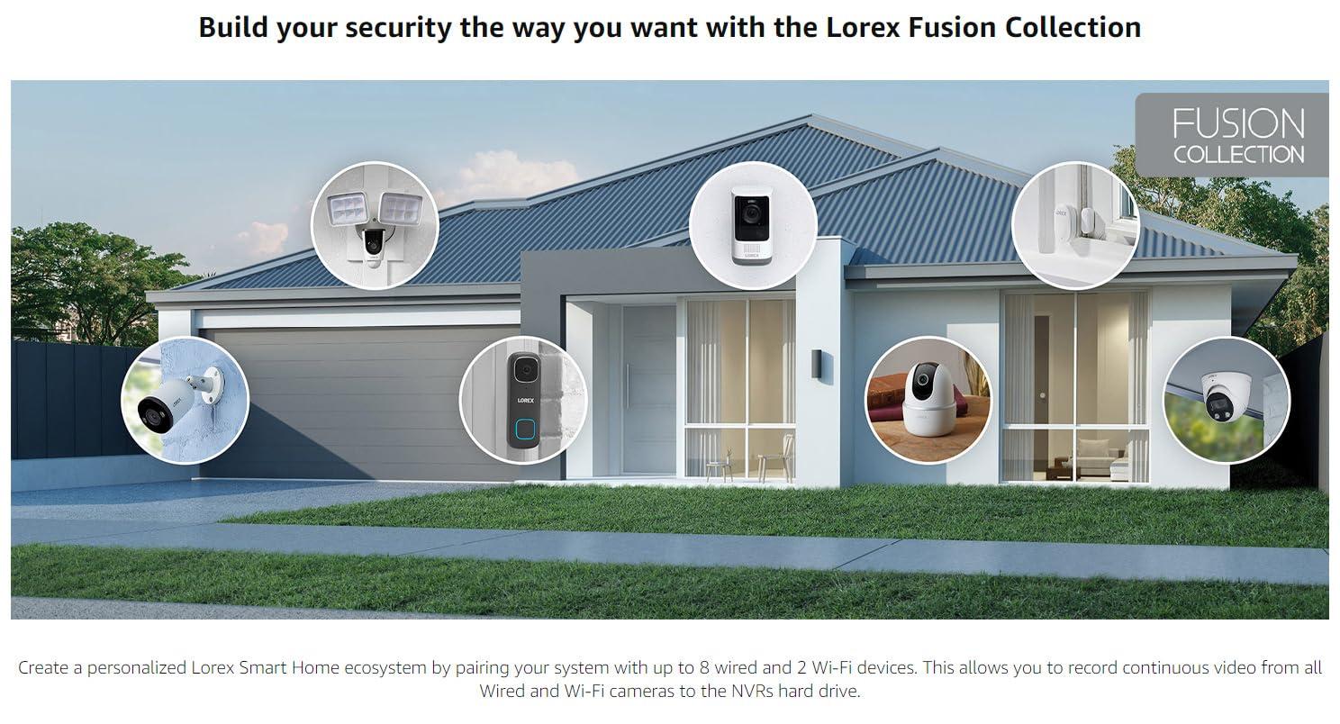 Lorex Lorex N843A82 4K 8-Channel 2TB Network Video Recorder (NVR) with Smart Motion Detection, Voice Control and Fusion Capabilities