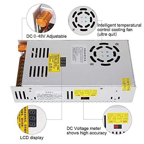 Titoe Adjustable DC Power Voltage Converter AC 110V-220V to DC 0-48V Module Switching Power Supply Digital Display 480W Voltage Regulator Transformer Built in Cooling Fan