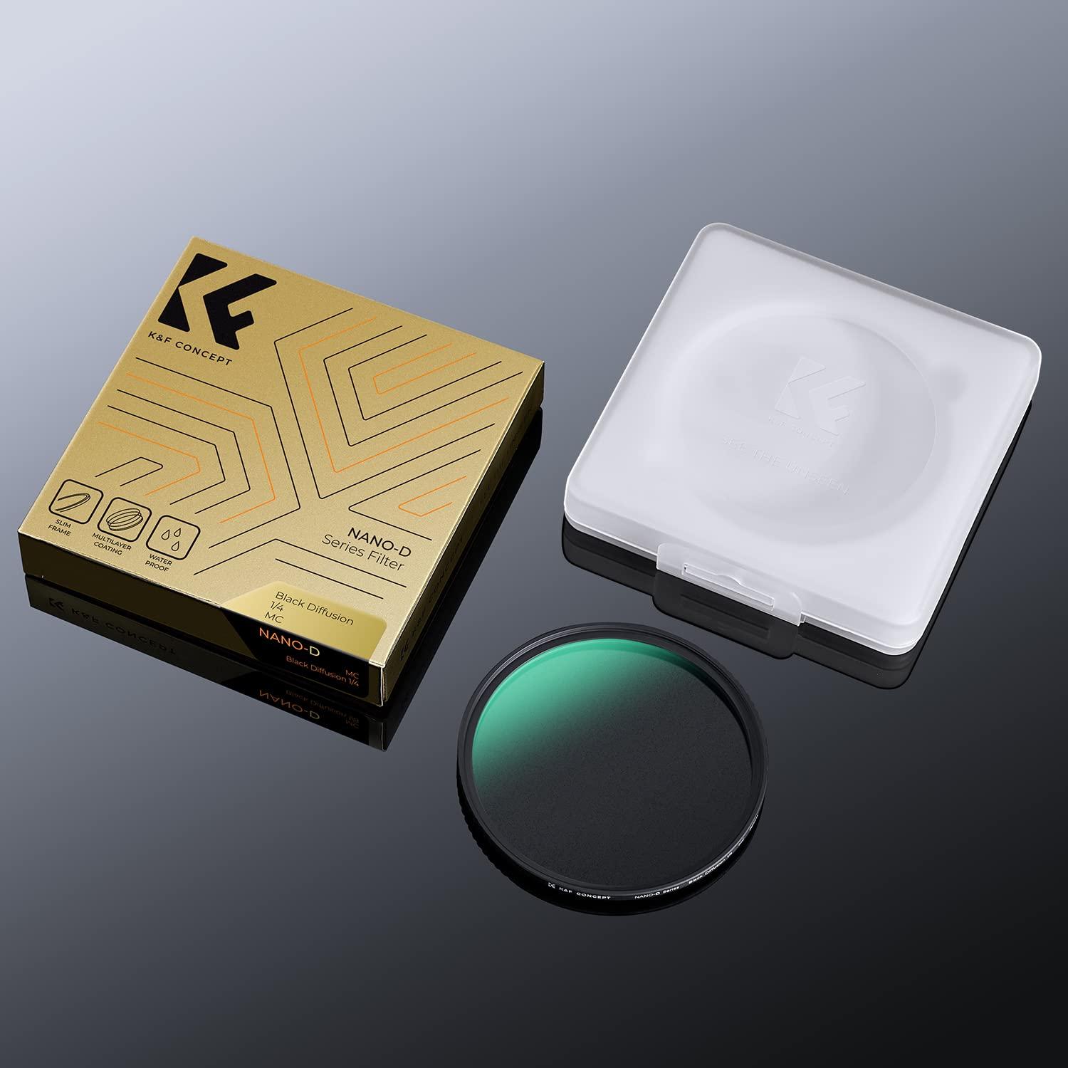 K&F Concept K&F Concept 77mm Black Diffusion 1/4 Filter Waterproof Mist Cinematic Effect Filter with 24 Multi-Layer Coatings for Video/Vlog/Portrait Photography (D-Series)