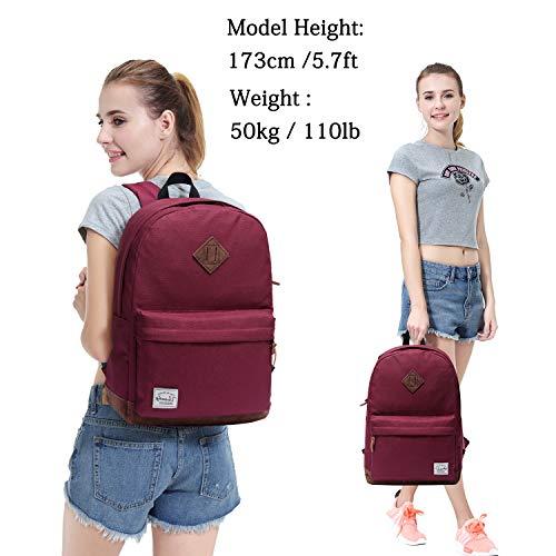 VASCHY VASCHY Unisex Classic Lightweight Water-resistant Campus School Backpack for Women Travel BackPack Burgundy Fits 15.6Inch Laptop