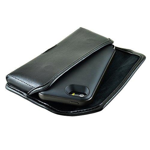 TurtleBack Turtleback Belt Case Compatible with iPhone 5S SE Juice Pack Helium, Air, Plus, Space Pack Black Holster Leather Pouch with Heavy Duty Rotating Ratcheting Belt Clip Horizontal