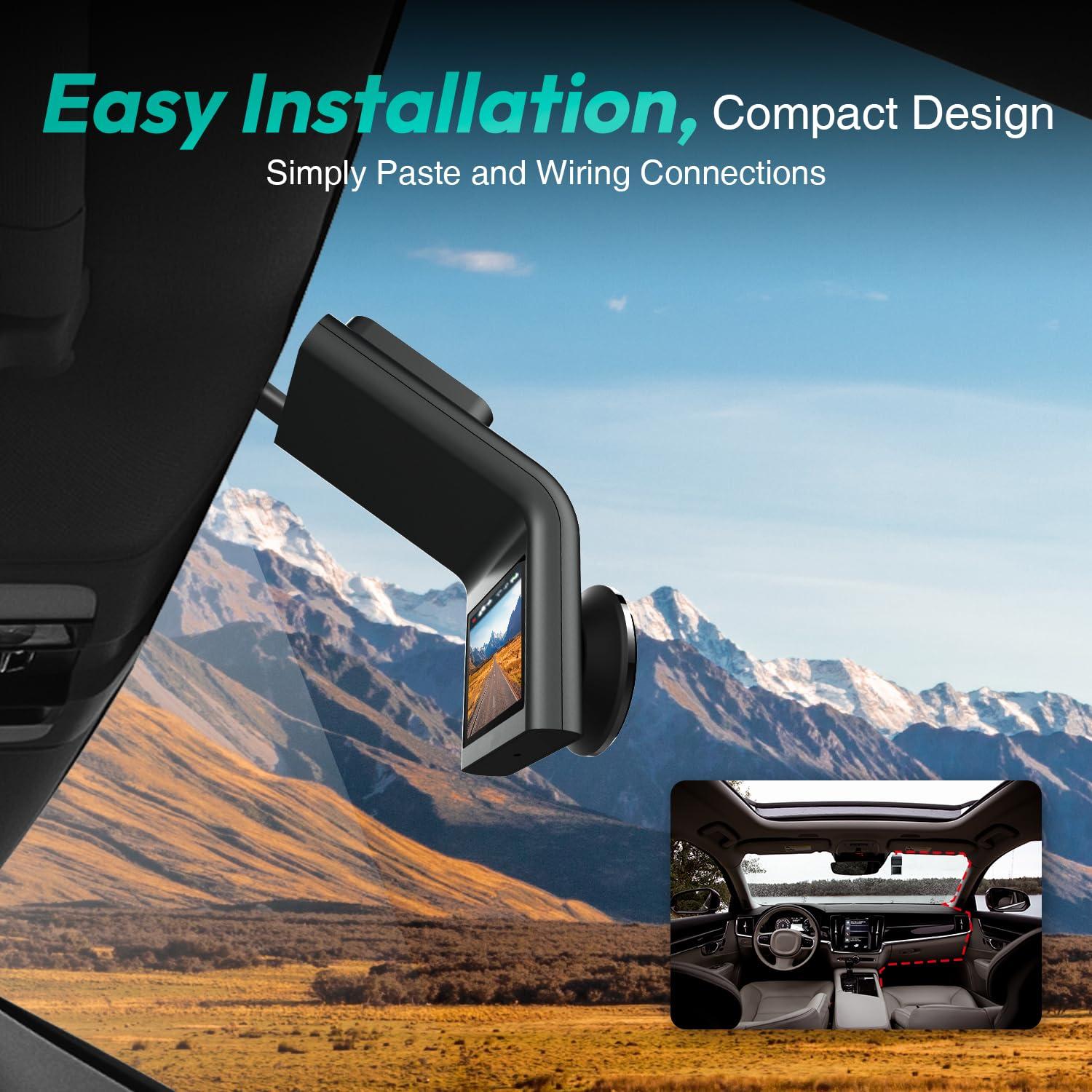 BOTSLAB BOTSLAB 2.5K Front Dash Cam, 170 Wide Angle Car Camera Front, Color Night Vision, Built in WiFi GPS, 24/7 Parking Mode, WDR, Emergency and Loop Recording(No SD Card)