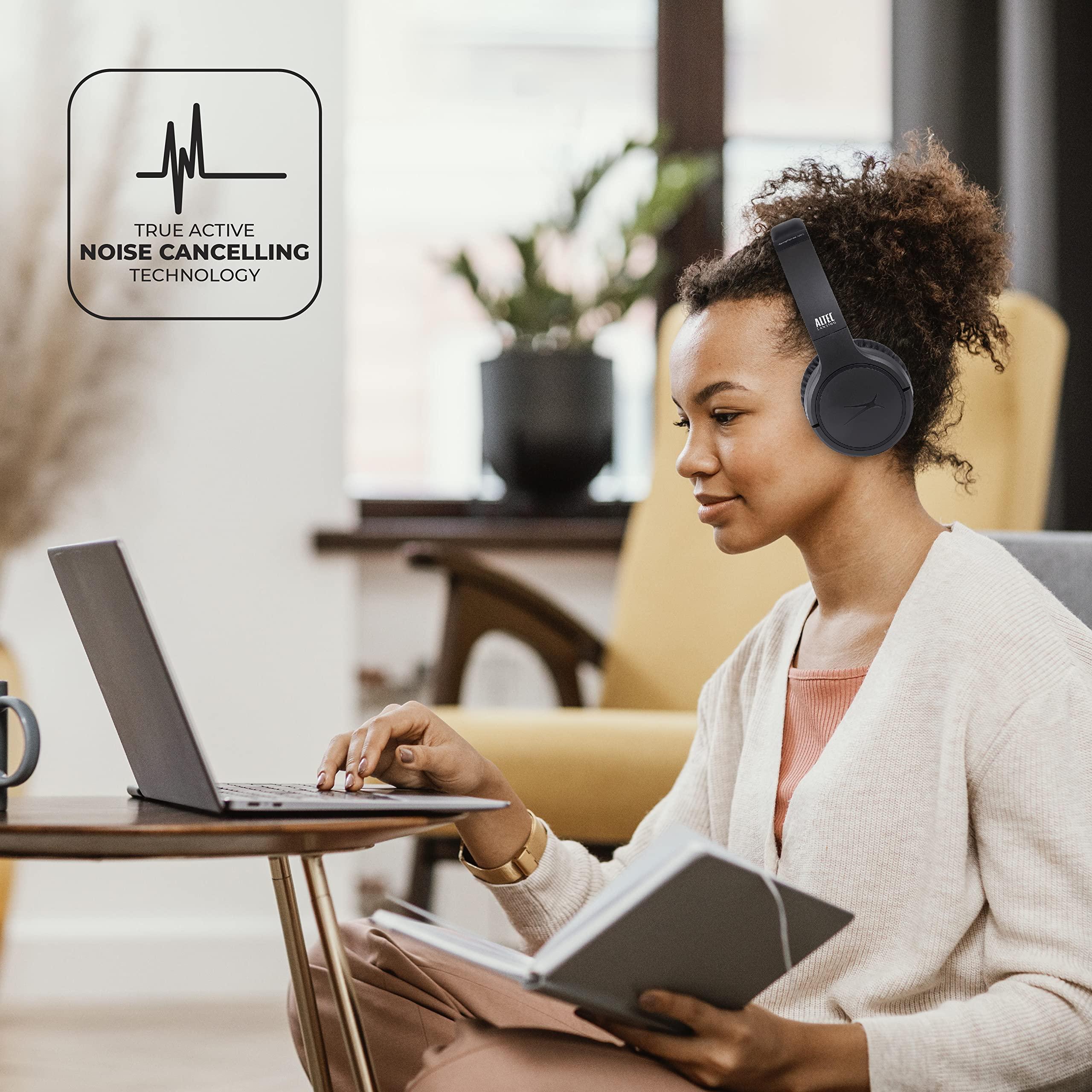 Altec Lansing Altec Lansing Nanophones ANC Bluetooth Wireless Active Noise Cancelling Headphones On Ear Headphones 12 Hour Battery Life, Foldable Earcups, Removeable Mic for Working and Learning from Home (Grey)