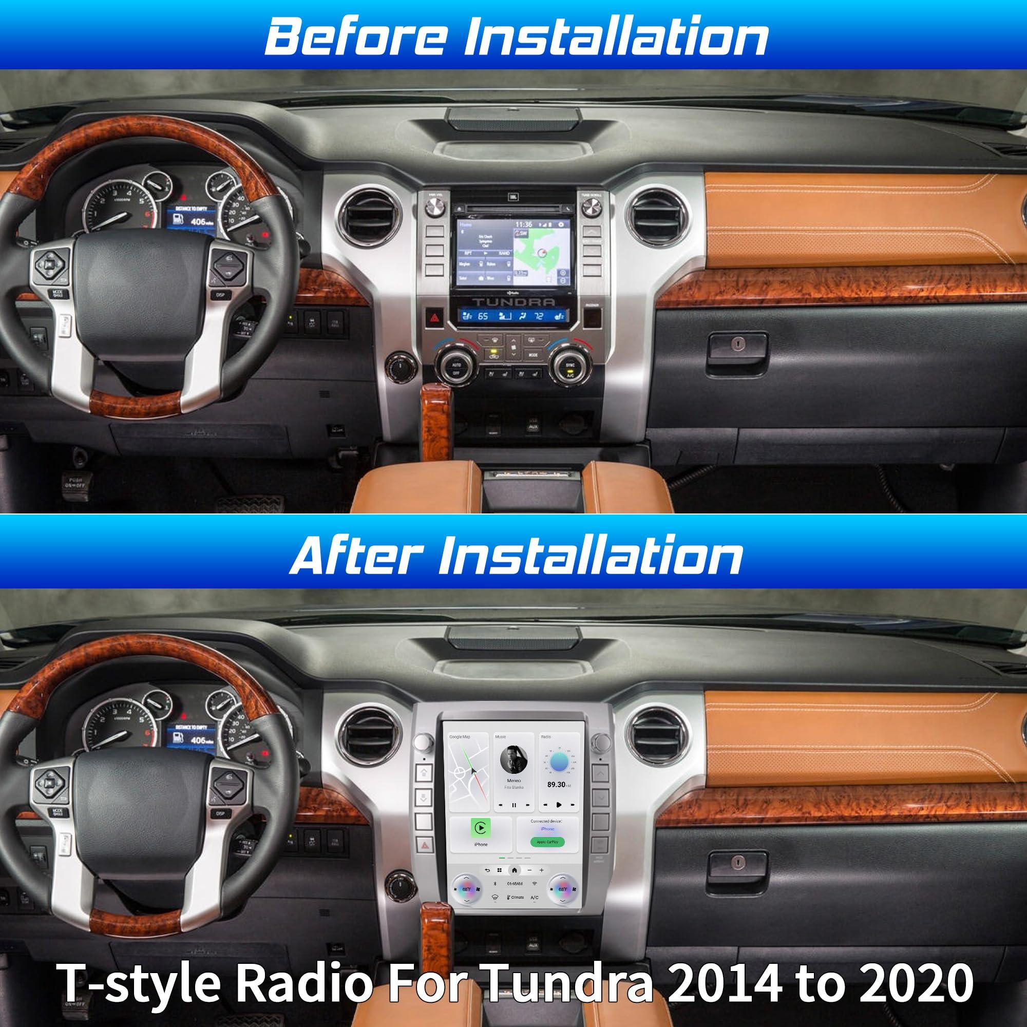 Cidava Cidava T-Style Car Radio, CarPlay Stereo for Toyota Tundra 2014-2021, 12.1 Inch Android Head Unit Replacement Support Wired and Wireless Car Play/Android Auto, AM/FM Radio, Back-Up Camera