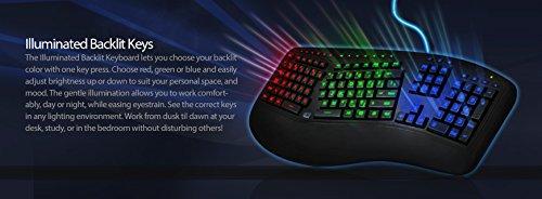Adesso Adesso Tru-Form 150 3-Color Illuminated Ergonomic Keyboard AKB-150EB