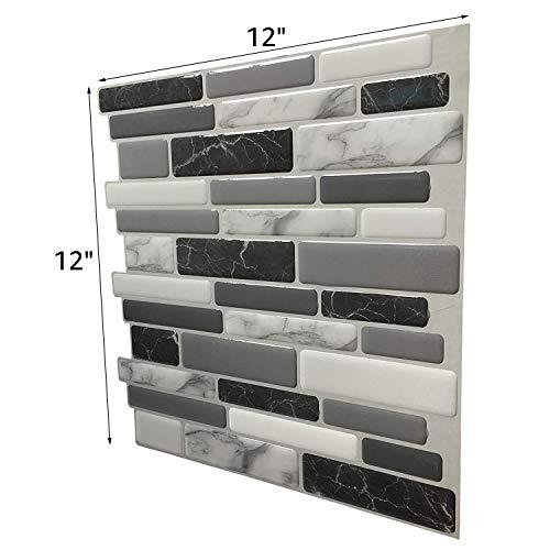 Art3d Art3d 12"x12" Peel and Stick Backsplash Tile for Kitchen, Marble Grey (6-Sheet)